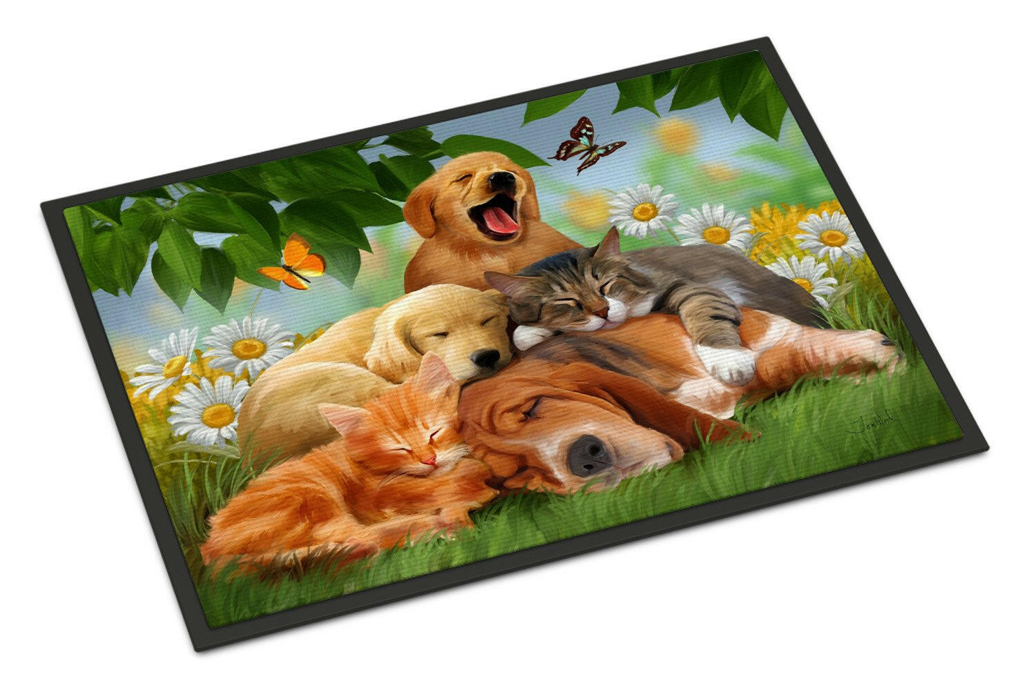 Golden Retriever, Labrador and Basset Hound Sleepy Heads Indoor or Outdoor Mat 24x36 PTW2049JMAT - the-store.com