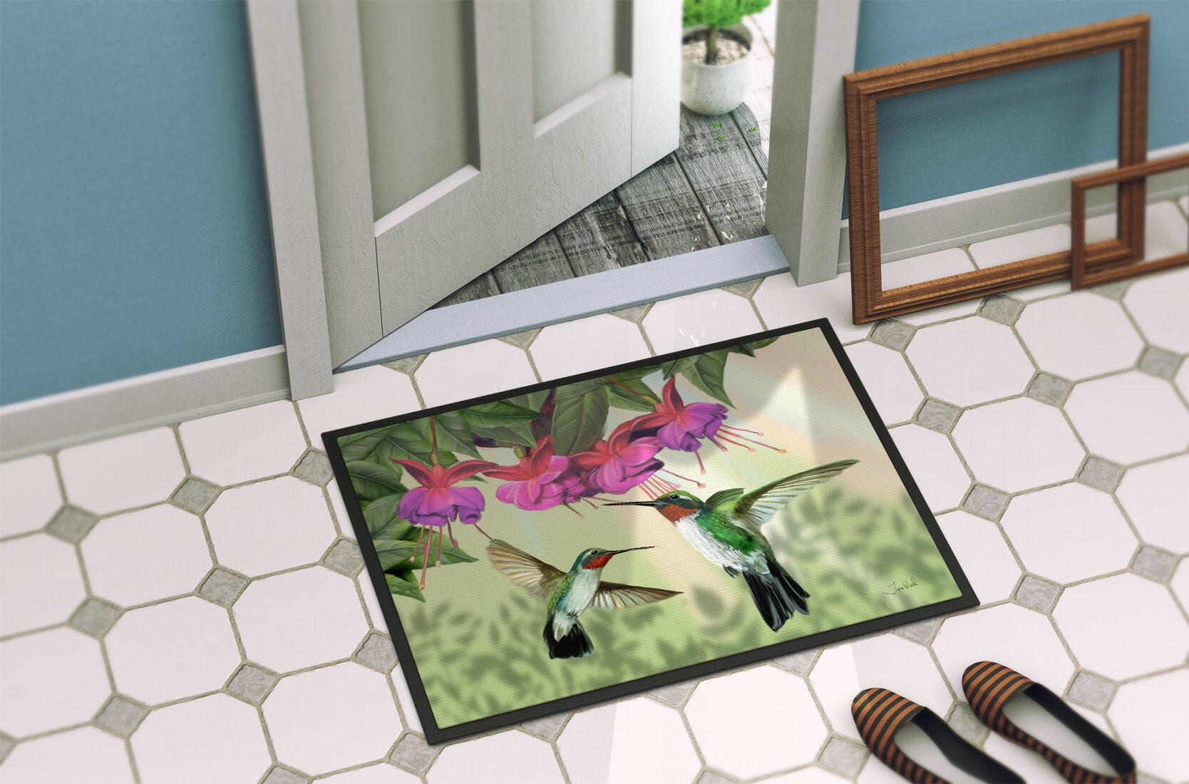 Fuchsia and Hummingbirds Indoor or Outdoor Mat 24x36 PTW2051JMAT - the-store.com