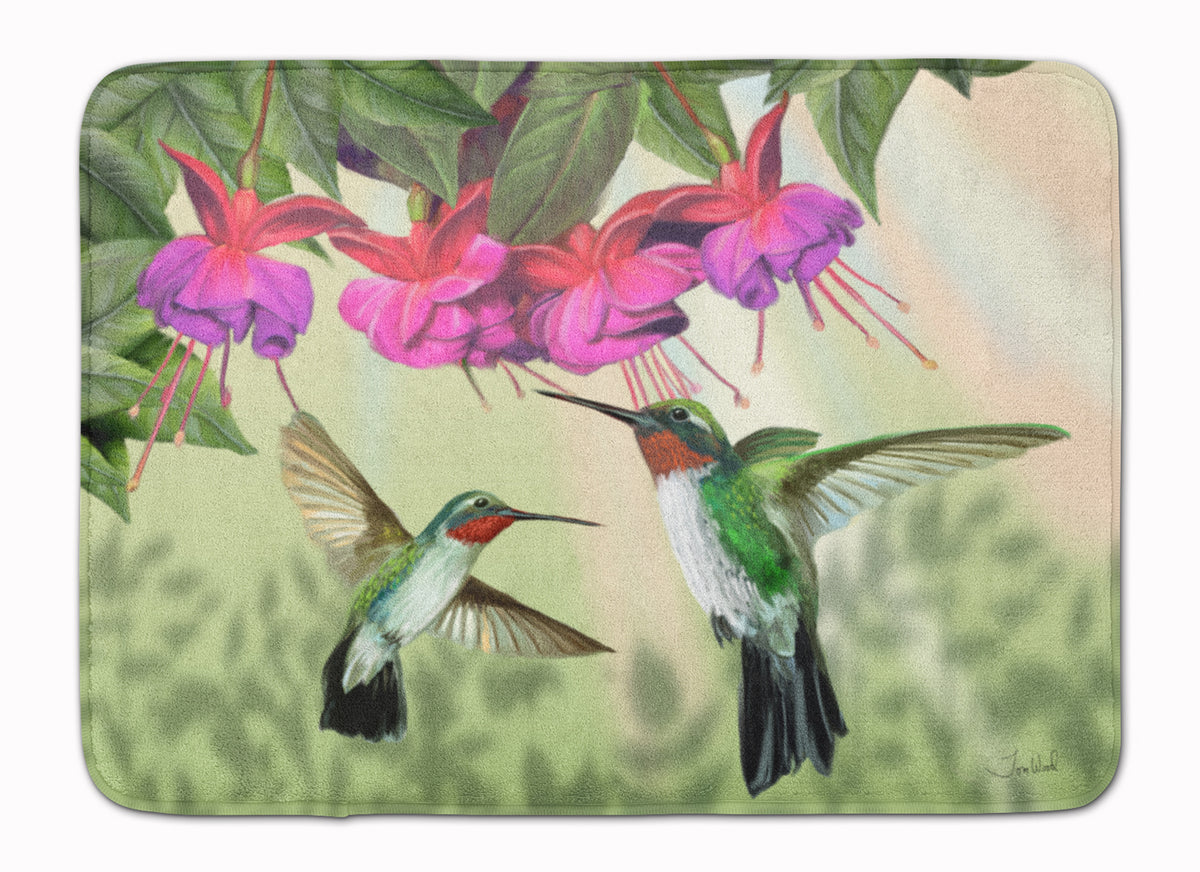 Fuchsia and Hummingbirds Machine Washable Memory Foam Mat PTW2051RUG - the-store.com