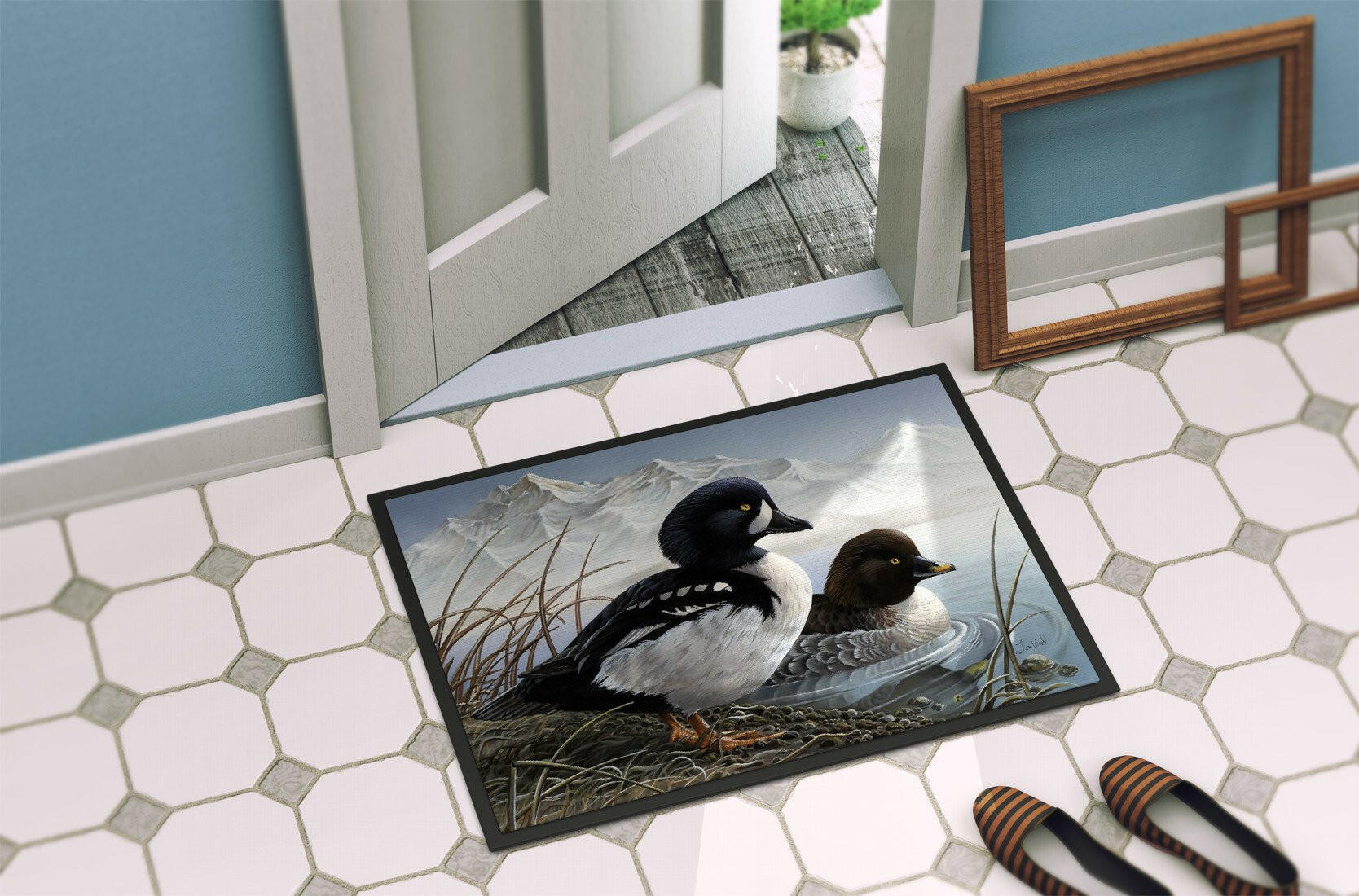 Goldeneye Ducks in the Water Indoor or Outdoor Mat 24x36 PTW2056JMAT - the-store.com