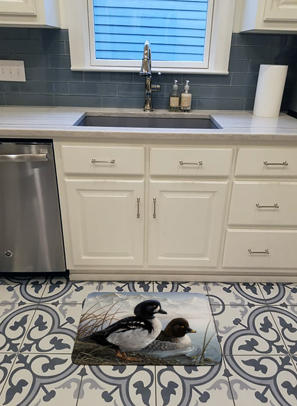 Goldeneye Ducks in the Water Machine Washable Memory Foam Mat PTW2056RUG - the-store.com