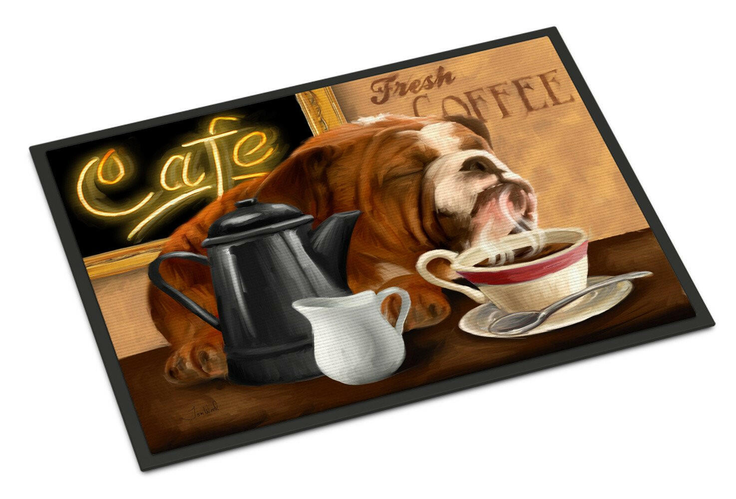 English Bulldog Morning Coffee Indoor or Outdoor Mat 24x36 PTW2061JMAT - the-store.com