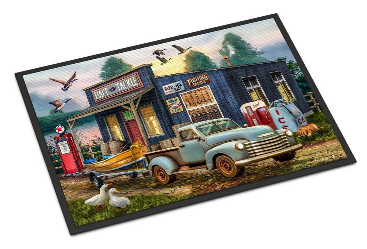 Early Bird Catches the Fish Bait Shop Indoor or Outdoor Mat 24x36 PTW2065JMAT by Caroline&#39;s Treasures