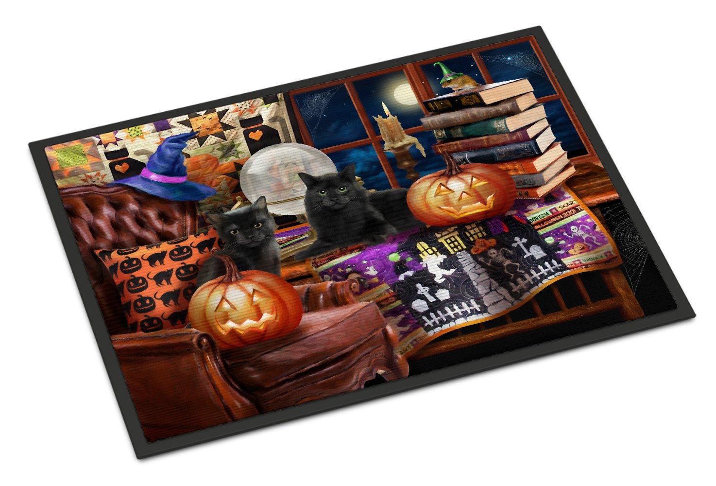 Halloween Black Cats Our Favorite Time Indoor or Outdoor Mat 24x36 PTW2069JMAT by Caroline's Treasures