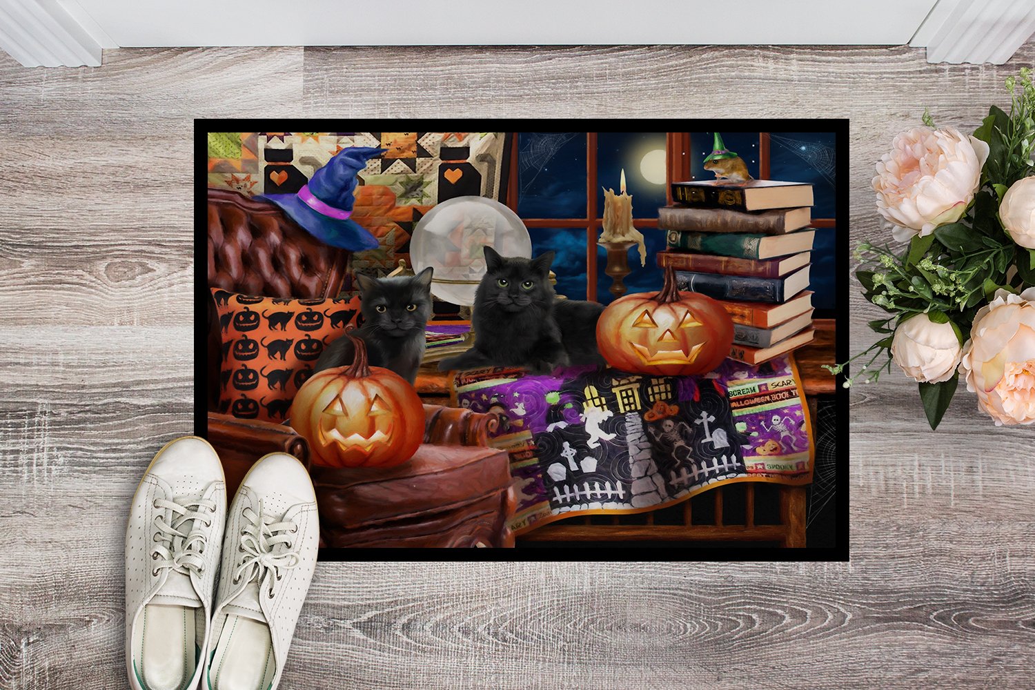 Halloween Black Cats Our Favorite Time Indoor or Outdoor Mat 24x36 PTW2069JMAT by Caroline's Treasures