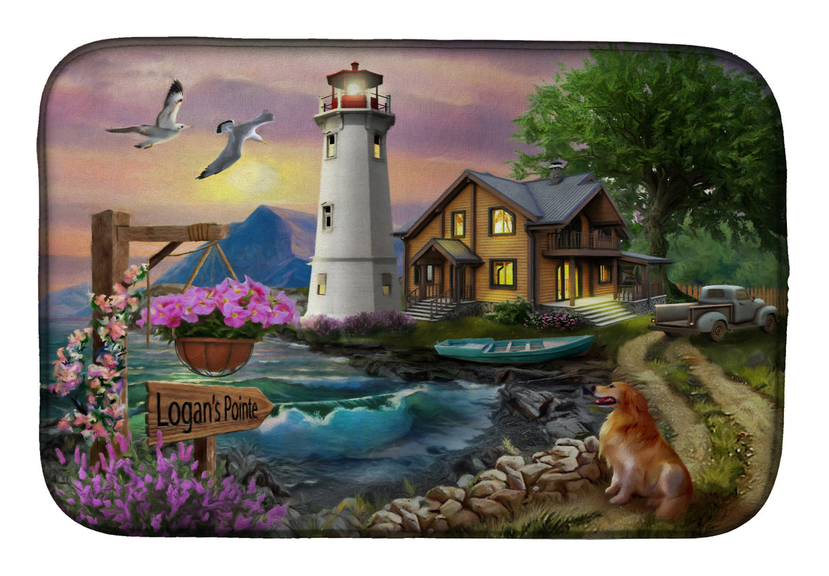 Logan&#39;s Pointe Lighthouse Golden Retriever Dish Drying Mat PTW2070DDM  the-store.com.