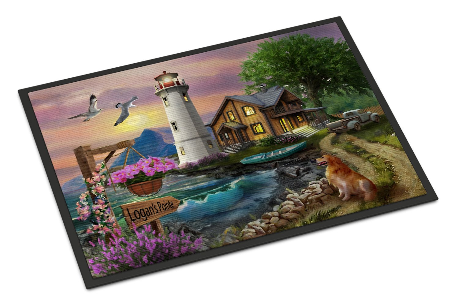 Logan's Pointe Lighthouse Golden Retriever Indoor or Outdoor Mat 24x36 PTW2070JMAT by Caroline's Treasures