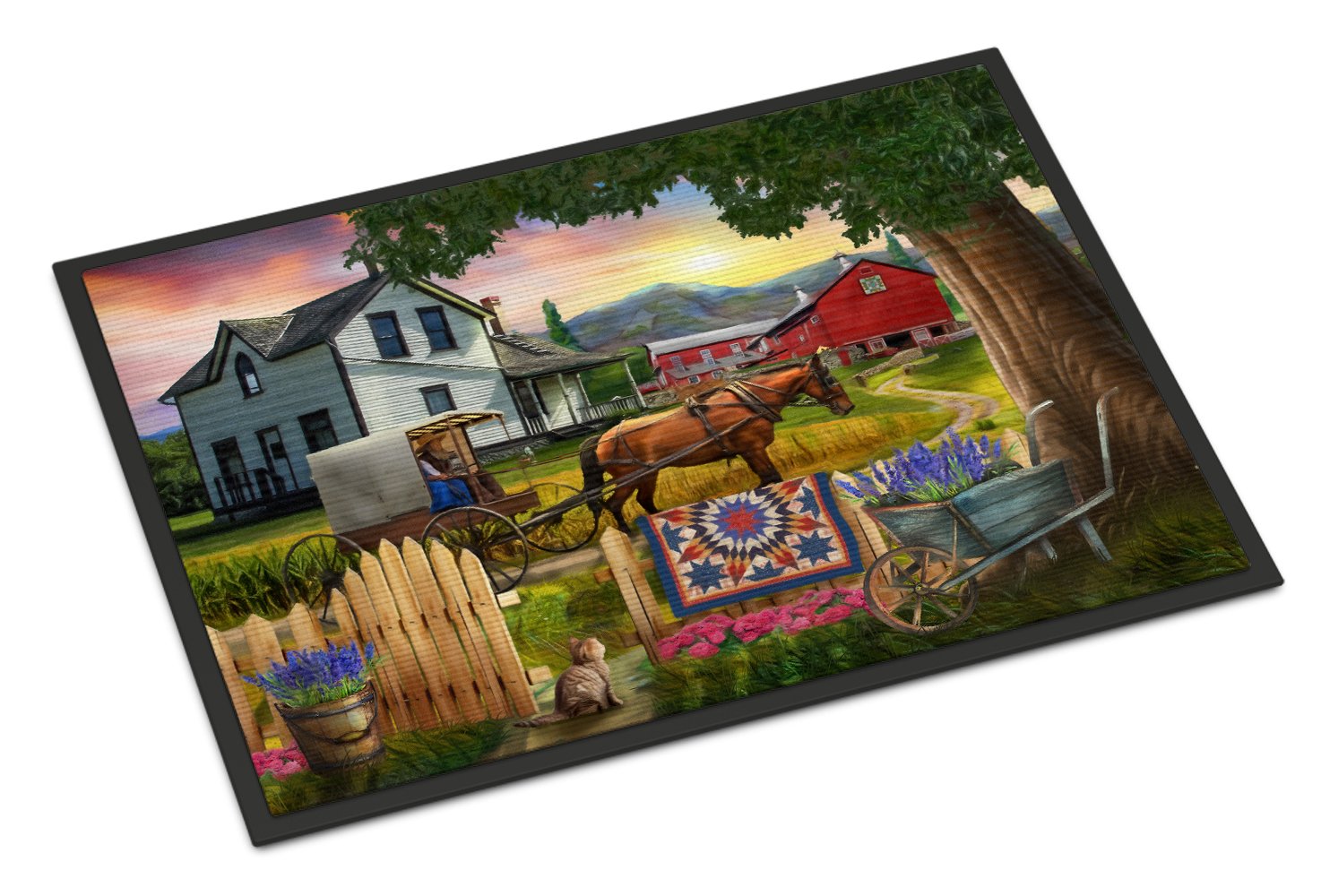 Headed Home for Dinner Farm Indoor or Outdoor Mat 24x36 PTW2071JMAT by Caroline's Treasures