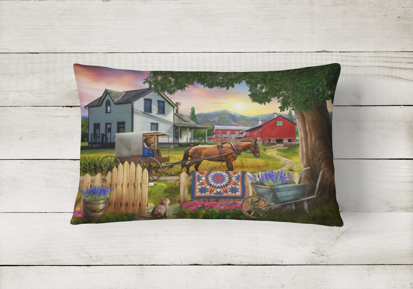 Headed Home for Dinner Farm Canvas Fabric Decorative Pillow PTW2071PW1216 by Caroline's Treasures