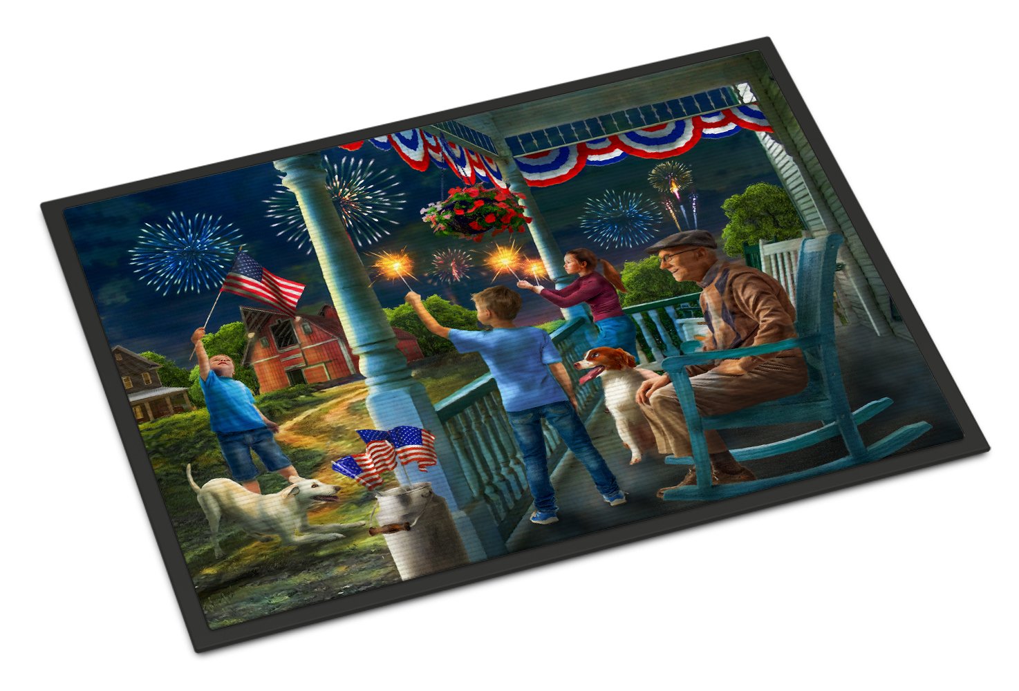 4th of July at Grandpa's USA Indoor or Outdoor Mat 24x36 PTW2073JMAT by Caroline's Treasures