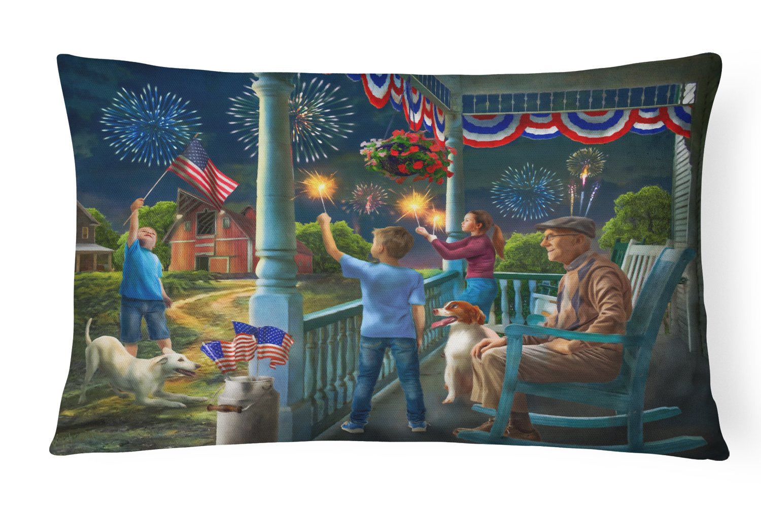 4th of July at Grandpa's USA Canvas Fabric Decorative Pillow PTW2073PW1216 by Caroline's Treasures