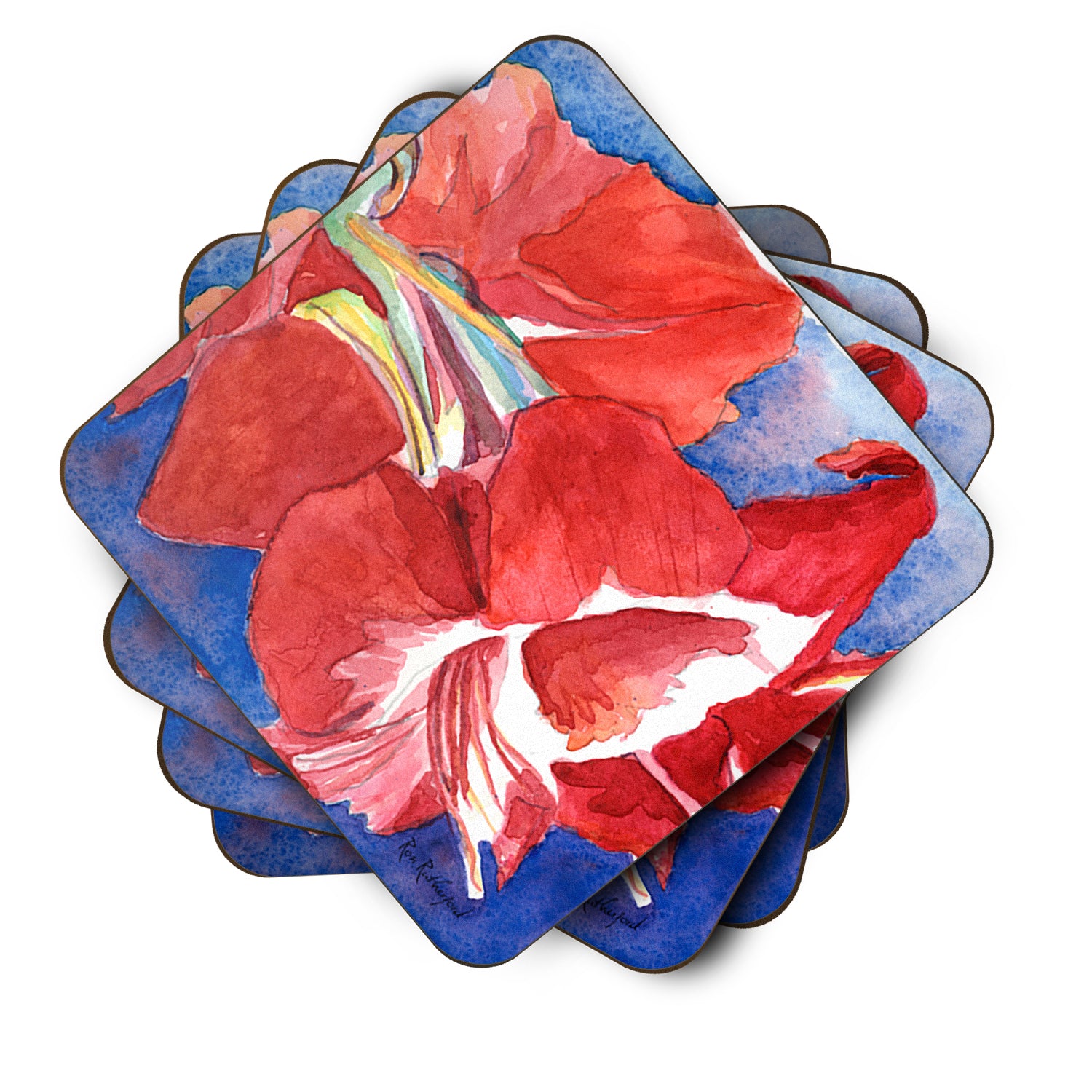 Set of 4 Flower - Amaryllis Foam Coasters - the-store.com