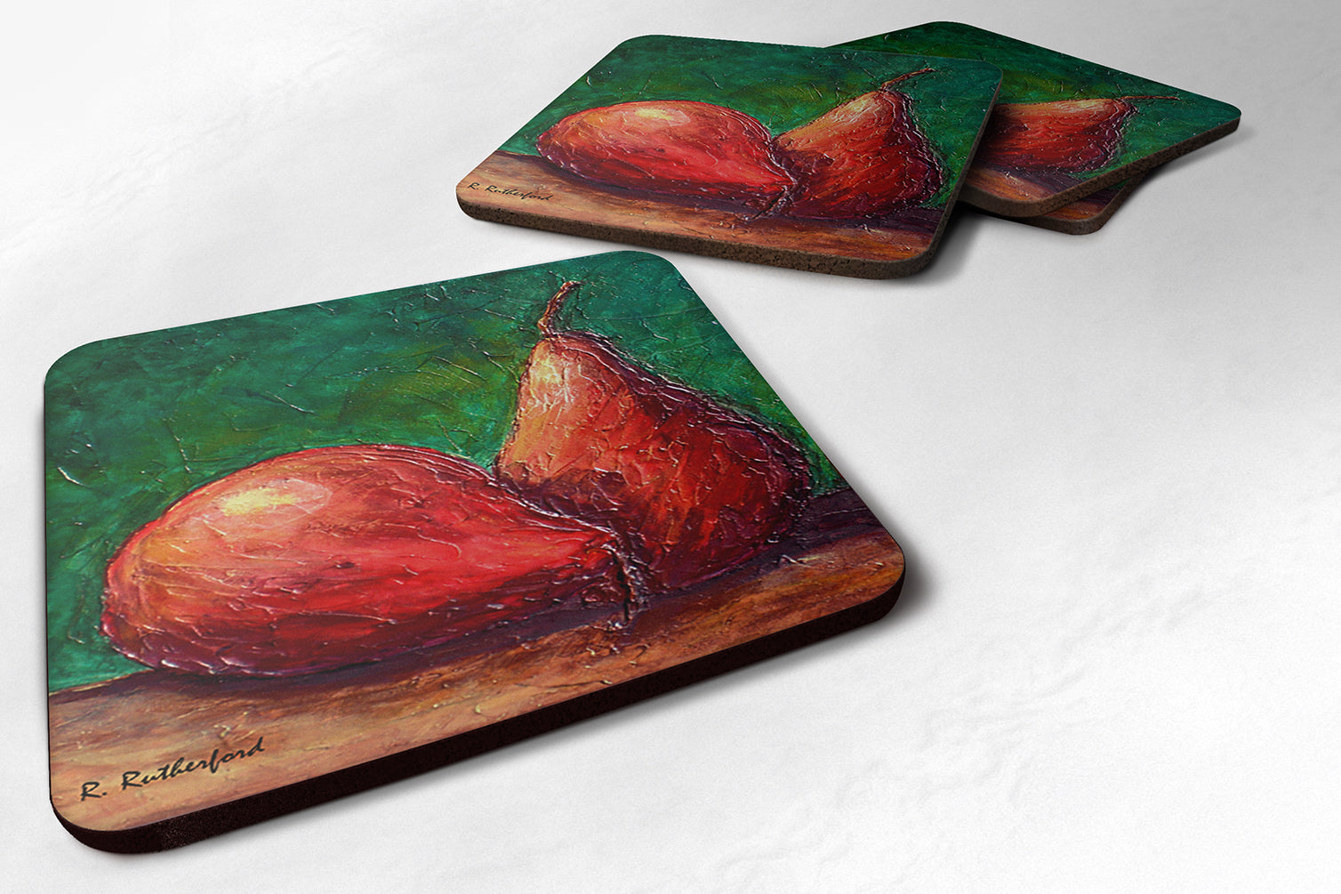 Set of 4 Pears Foam Coasters - the-store.com