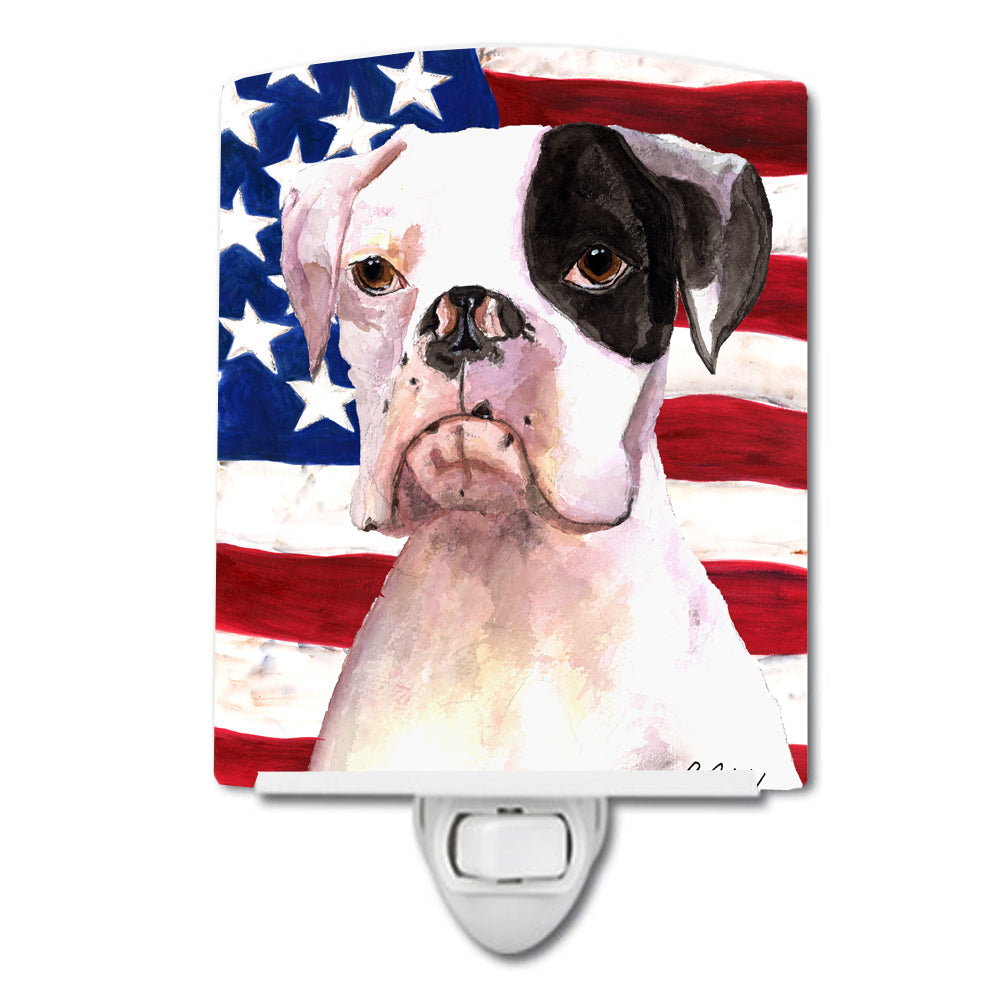 USA American Flag with Boxer Ceramic Night Light RDR3001CNL - the-store.com