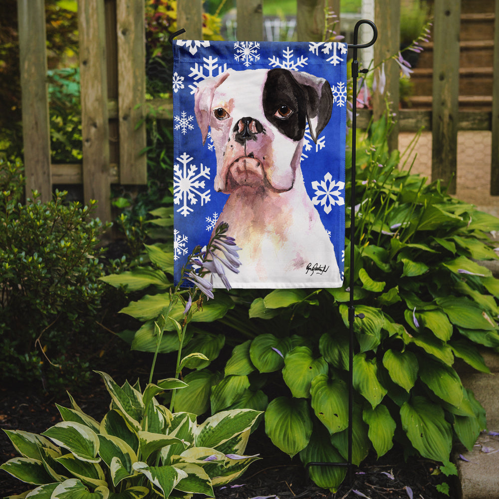 Cooper Winter Snowflakes Boxer Flag Garden Size RDR3003GF.