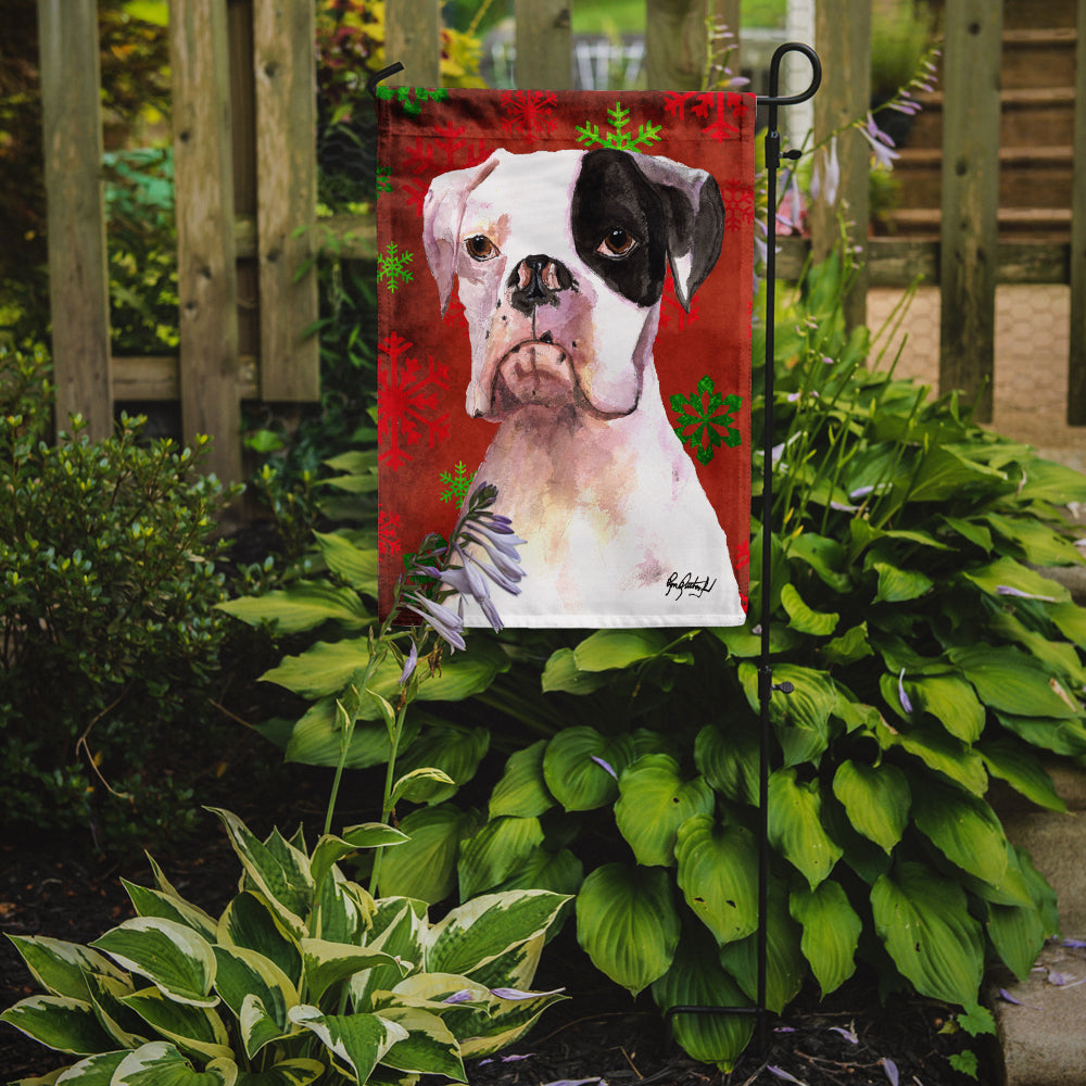 Cooper Red Snowflakes Boxer Flag Garden Size RDR3004GF.