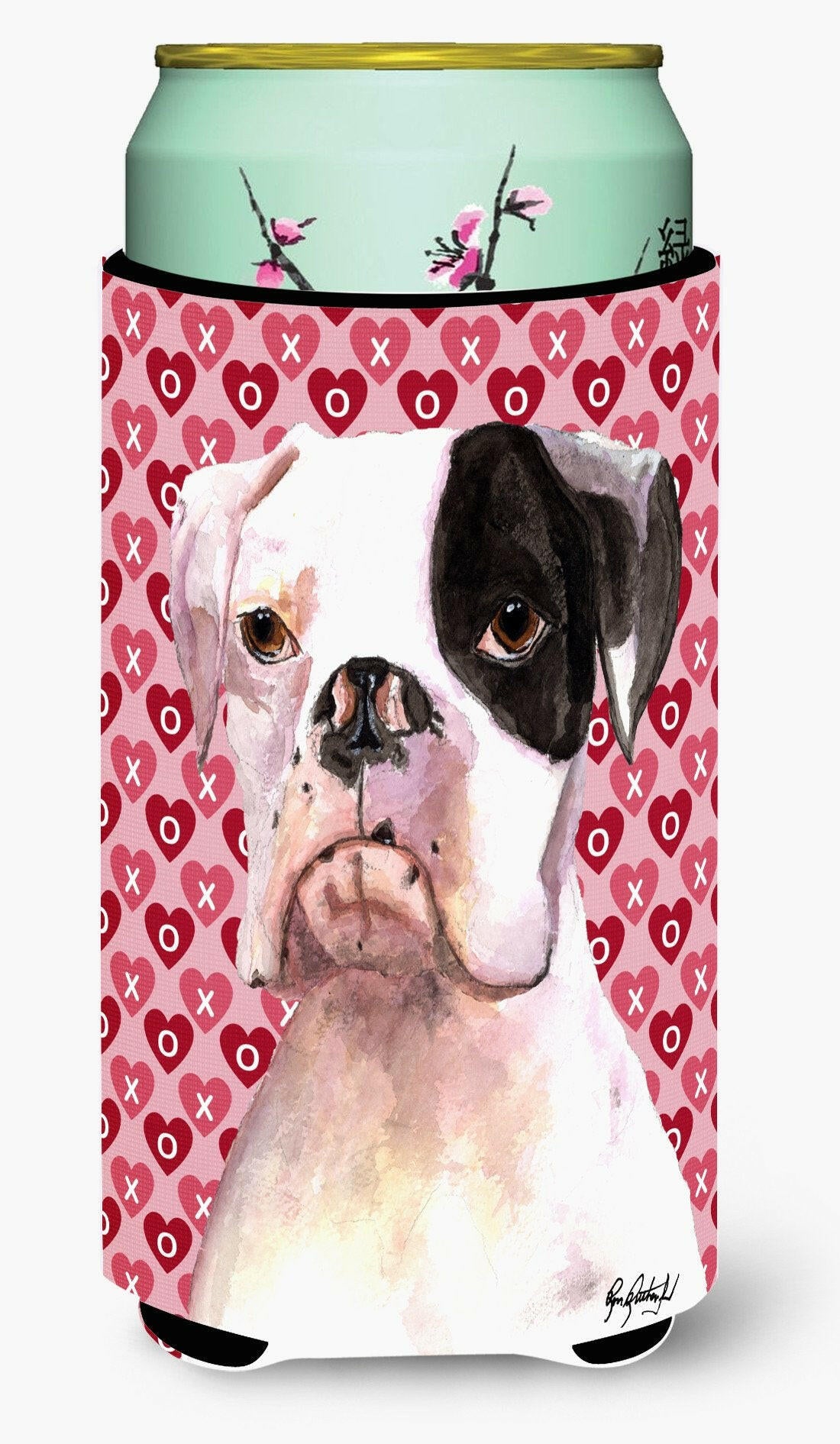 Cooper Love and Hearts Boxer Tall Boy Beverage Insulator Beverage Insulator Hugger RDR3006TBC by Caroline's Treasures