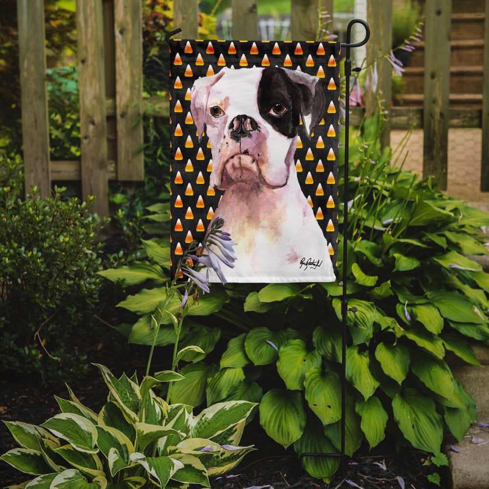 Cooper Candy Corn Boxer Halloween Flag Garden Size RDR3008GF.