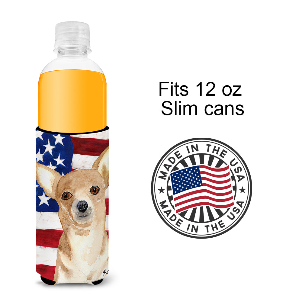 USA American Flag Chihuahua Ultra Beverage Insulators for slim cans  RDR3009MUK.