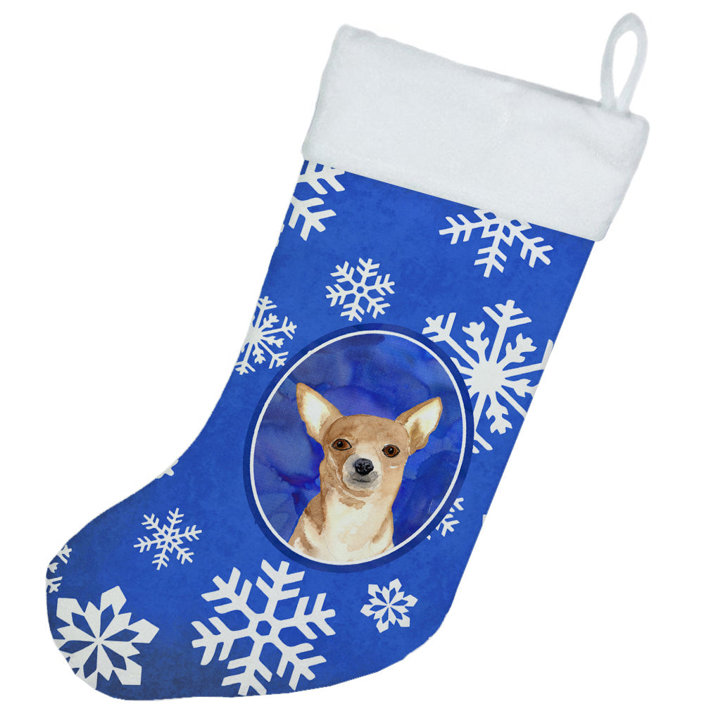 White Snowflake Chihuahua Christmas Christmas Stocking RDR3011  the-store.com.