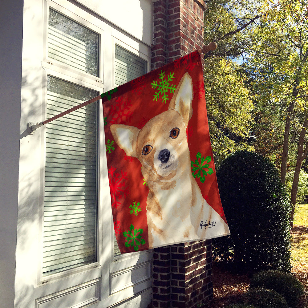 Red Snowflake Chihuahua Christmas Flag Canvas House Size RDR3012CHF  the-store.com.