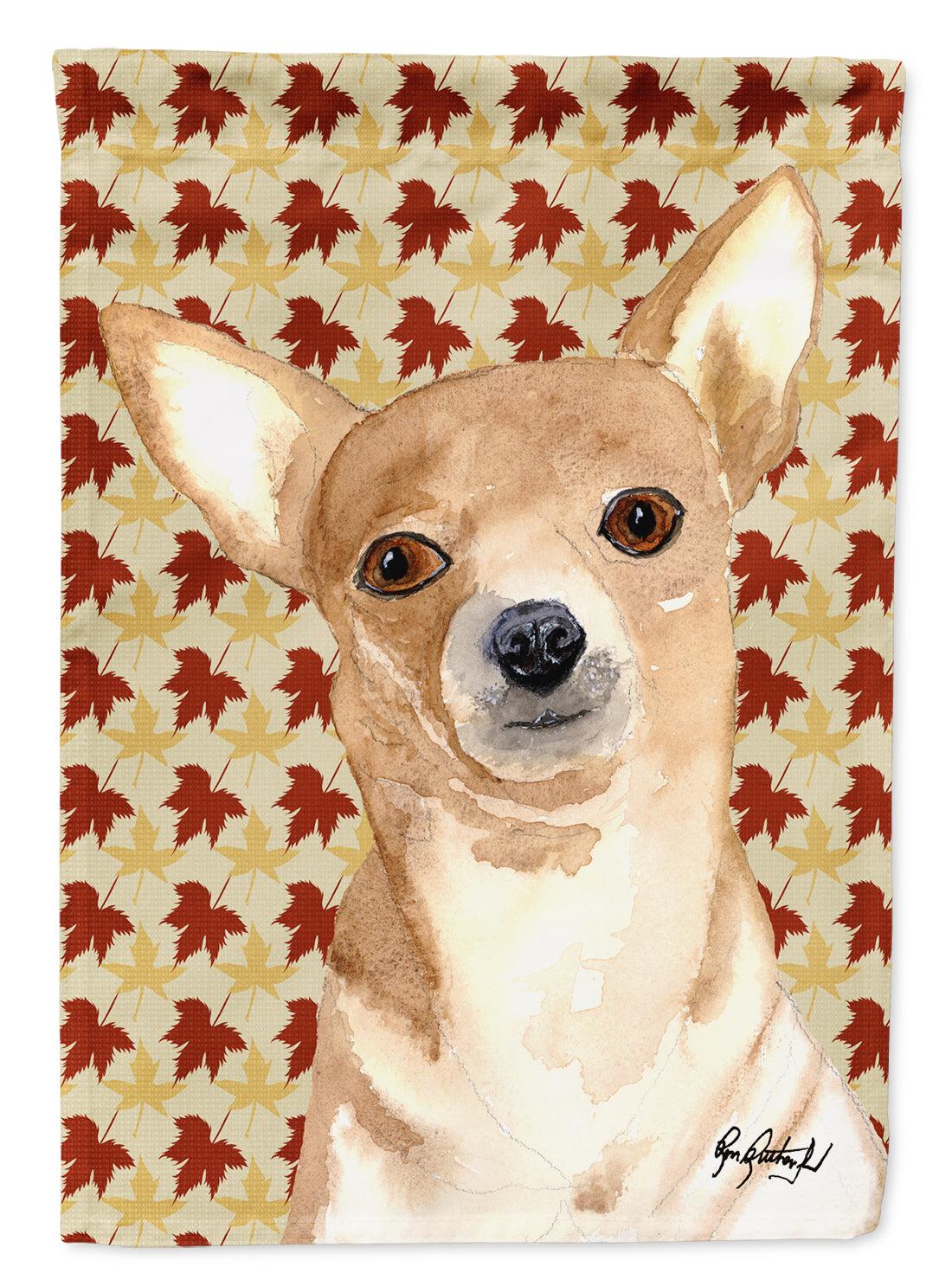 Chihuahua Fall Leaves Flag Canvas House Size RDR3015CHF  the-store.com.