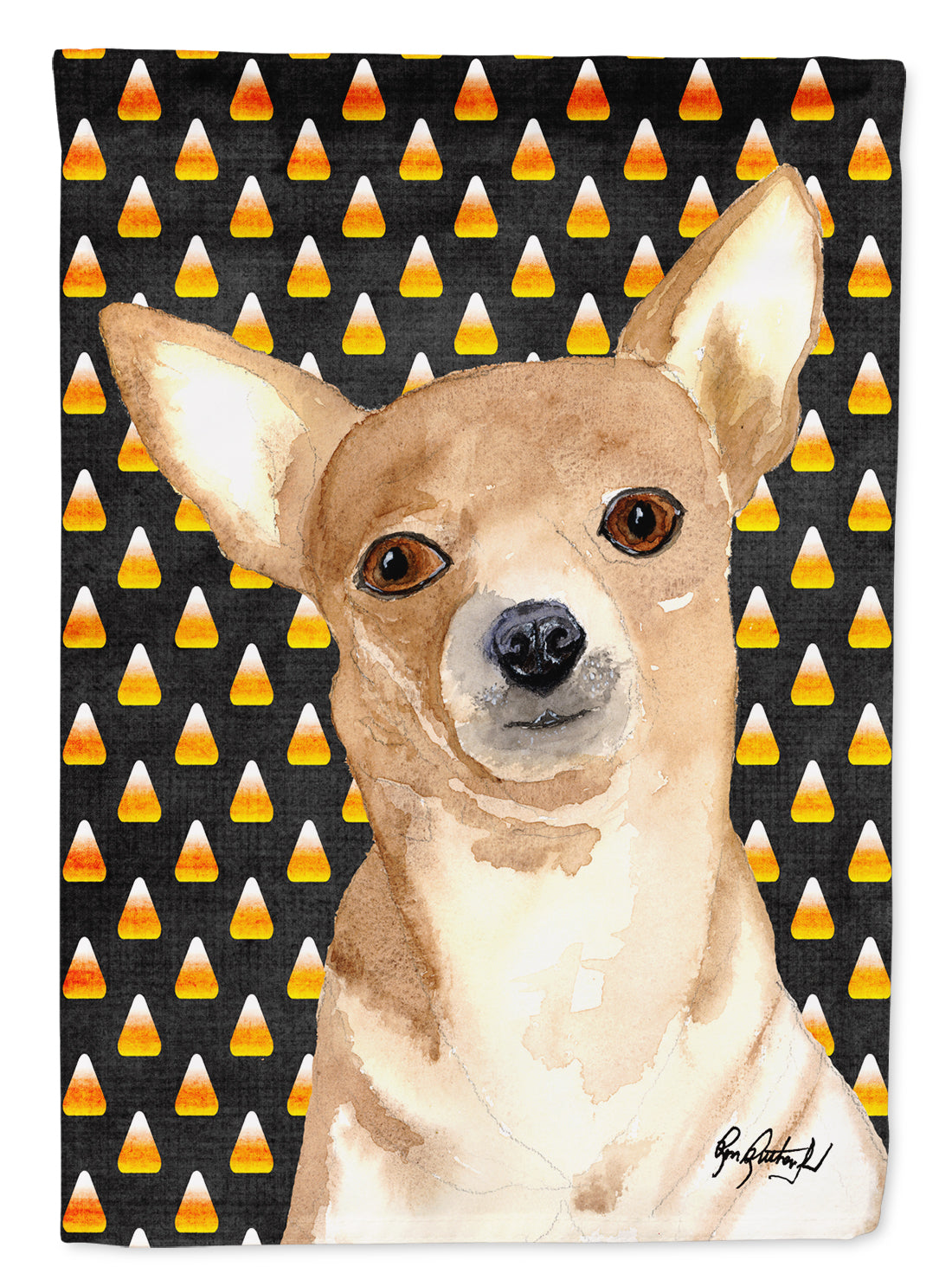 Candy Corn Chihuahua Halloween Flag Canvas House Size RDR3016CHF  the-store.com.