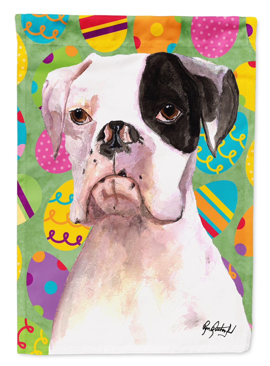 Cooper Eggravaganza Boxer Easter Flag Garden Size RDR3018GF  the-store.com.