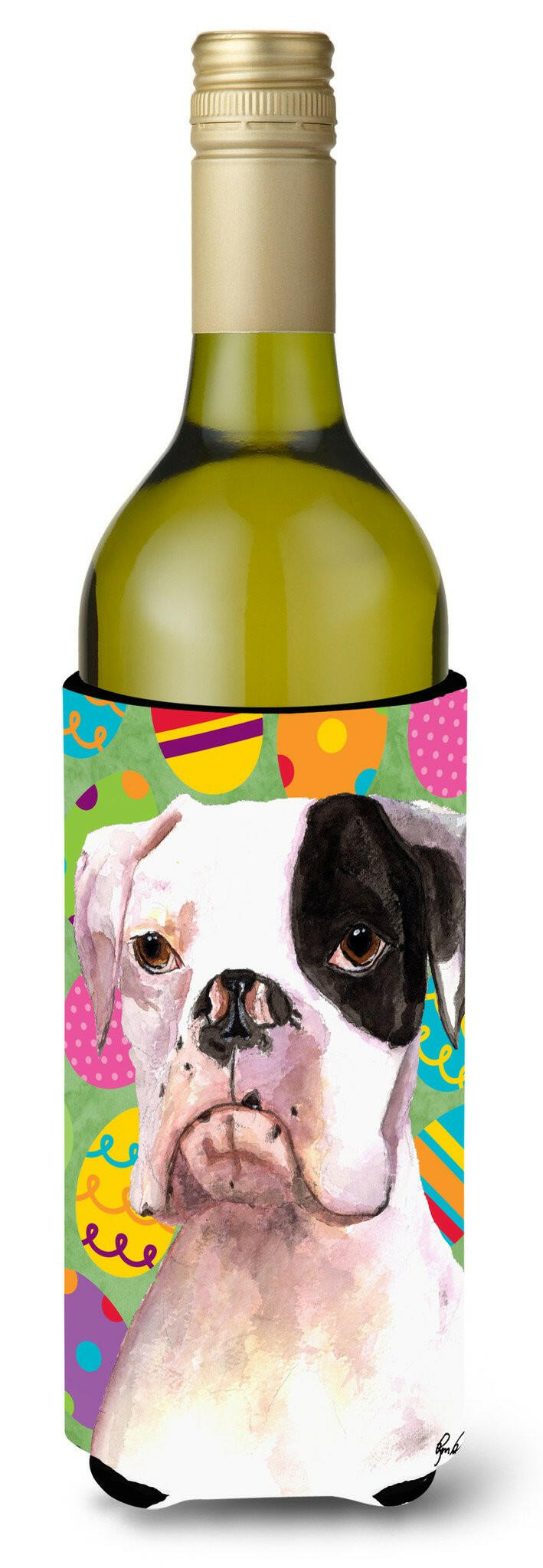 Cooper Eggravaganza Boxer Easter Wine Bottle Beverage Insulator Beverage Insulator Hugger  RDR3018LITERK by Caroline&#39;s Treasures