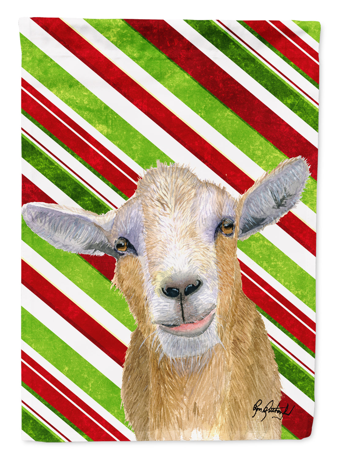 Candy Cane Goat Christmas Flag Garden Size RDR3022GF.