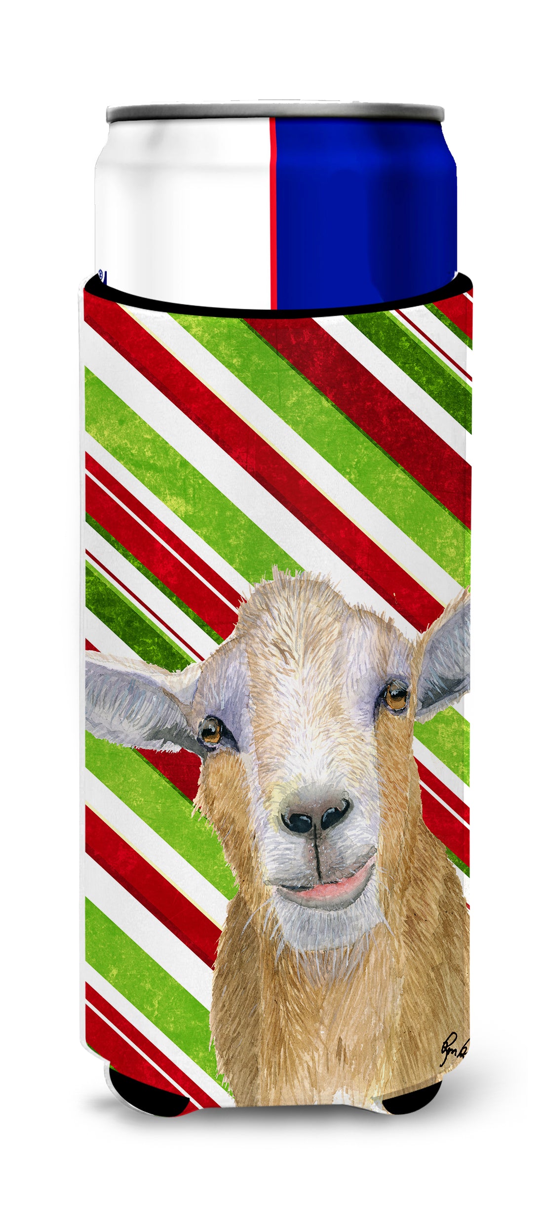 Candy Cane Goat Christmas Ultra Beverage Insulators for slim cans  RDR3022MUK.