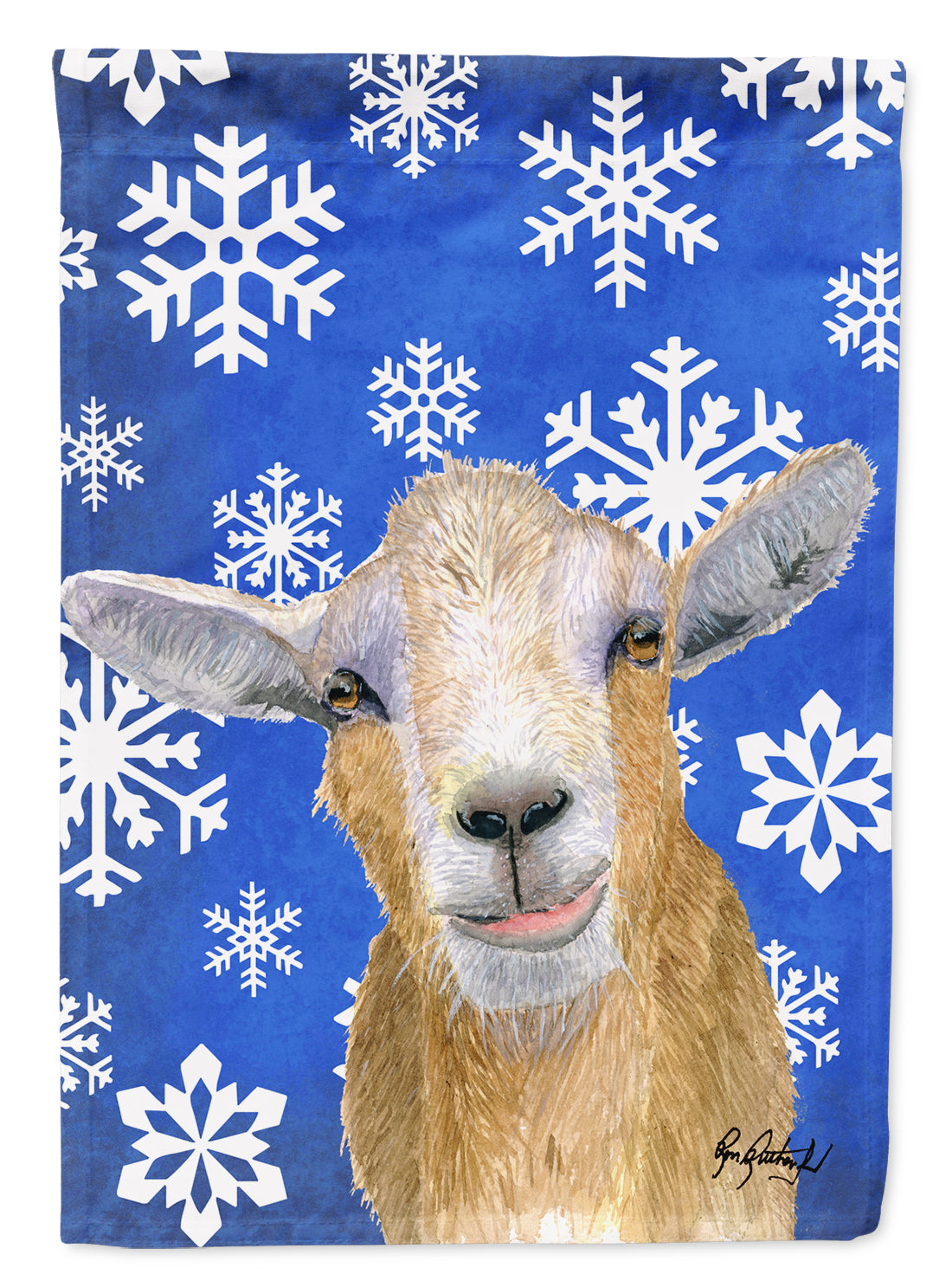 Winter Snowflakes Goat Winter Flag Canvas House Size RDR3023CHF  the-store.com.