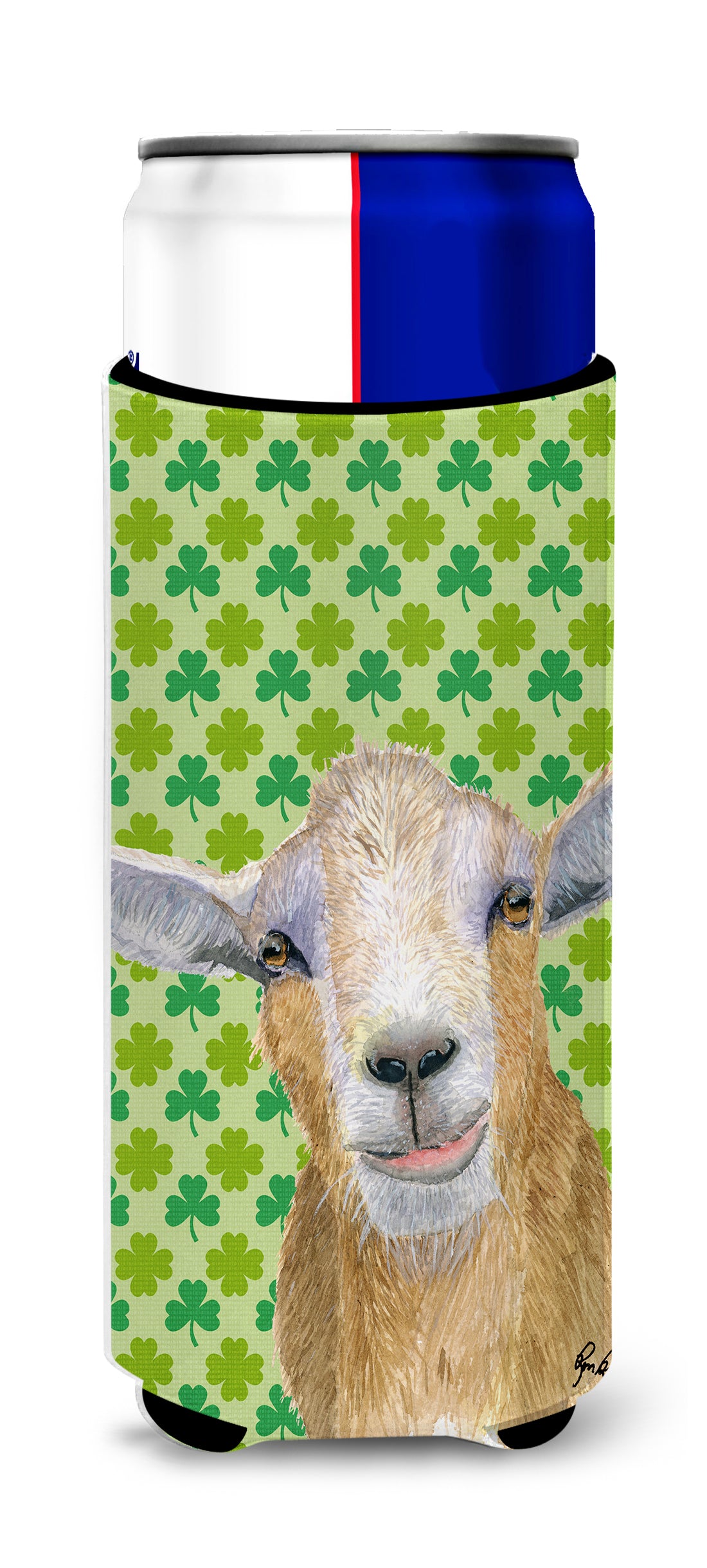 St Patrick's Day Goat Ultra Beverage Insulators for slim cans  RDR3025MUK.