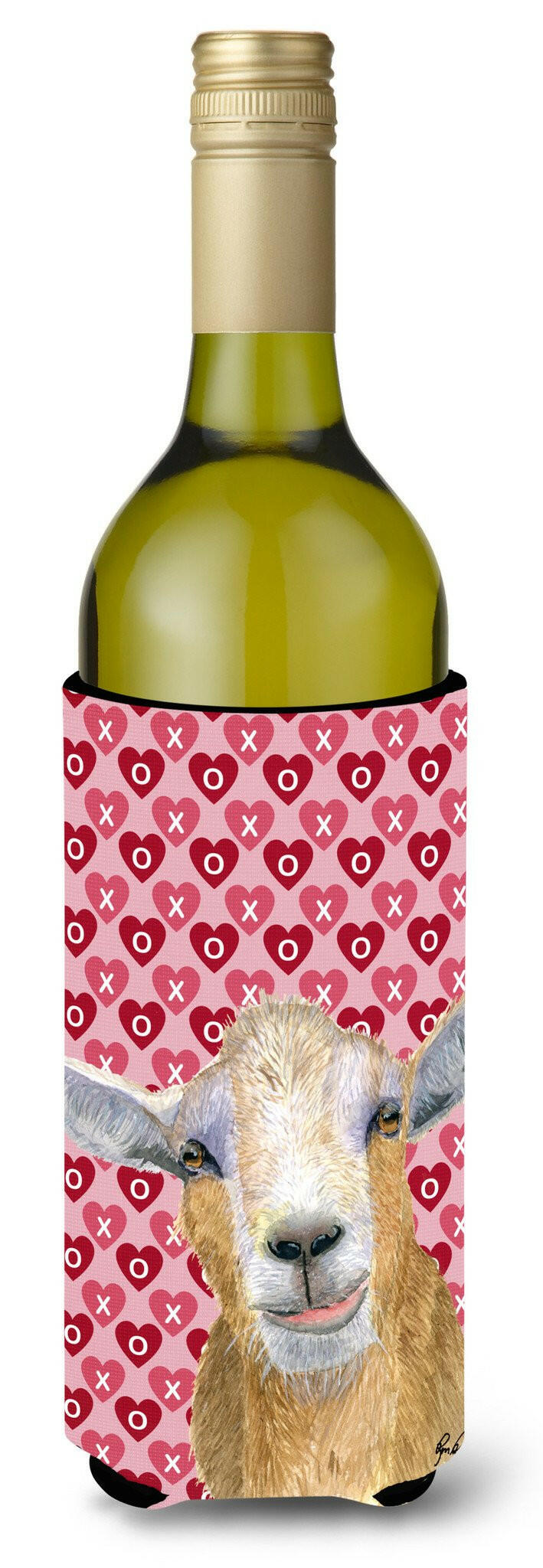 Hearts and Love Goat Wine Bottle Beverage Insulator Beverage Insulator Hugger  RDR3026LITERK by Caroline's Treasures