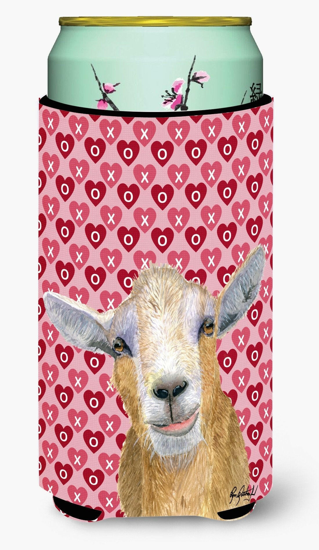 Hearts and Love Goat Tall Boy Beverage Insulator Beverage Insulator Hugger RDR3026TBC by Caroline&#39;s Treasures