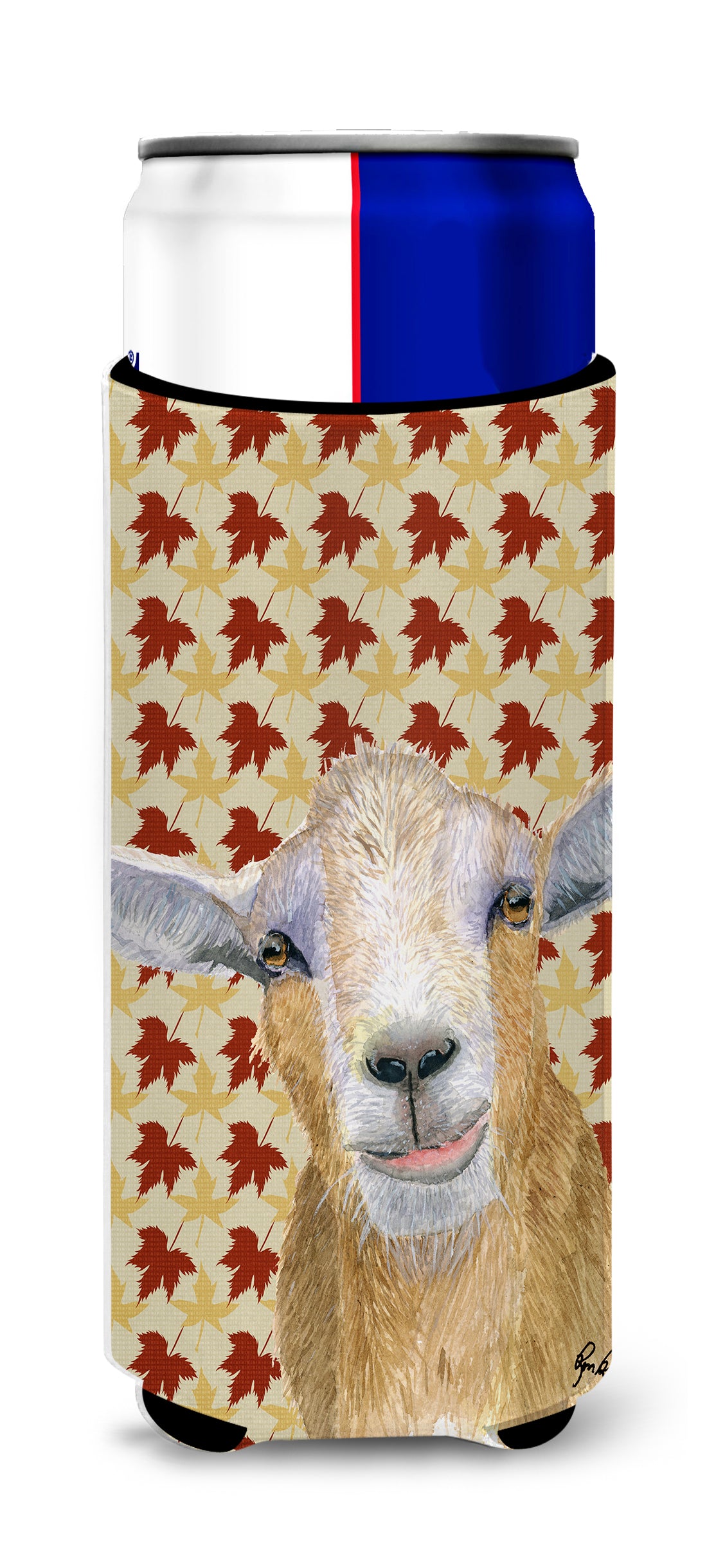 Fall Leaves Goat Ultra Beverage Insulators for slim cans  RDR3027MUK.