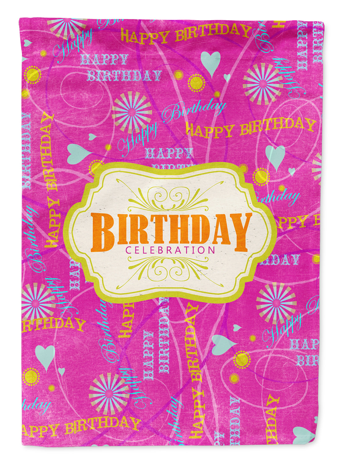 Happy Birthday Pink Flag Canvas House Size  the-store.com.