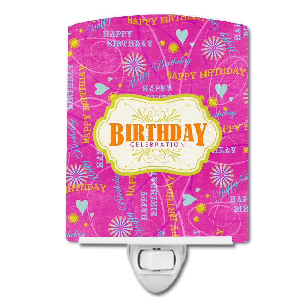 Happy Birthday Pink Ceramic Night Light SB3001CNL - the-store.com