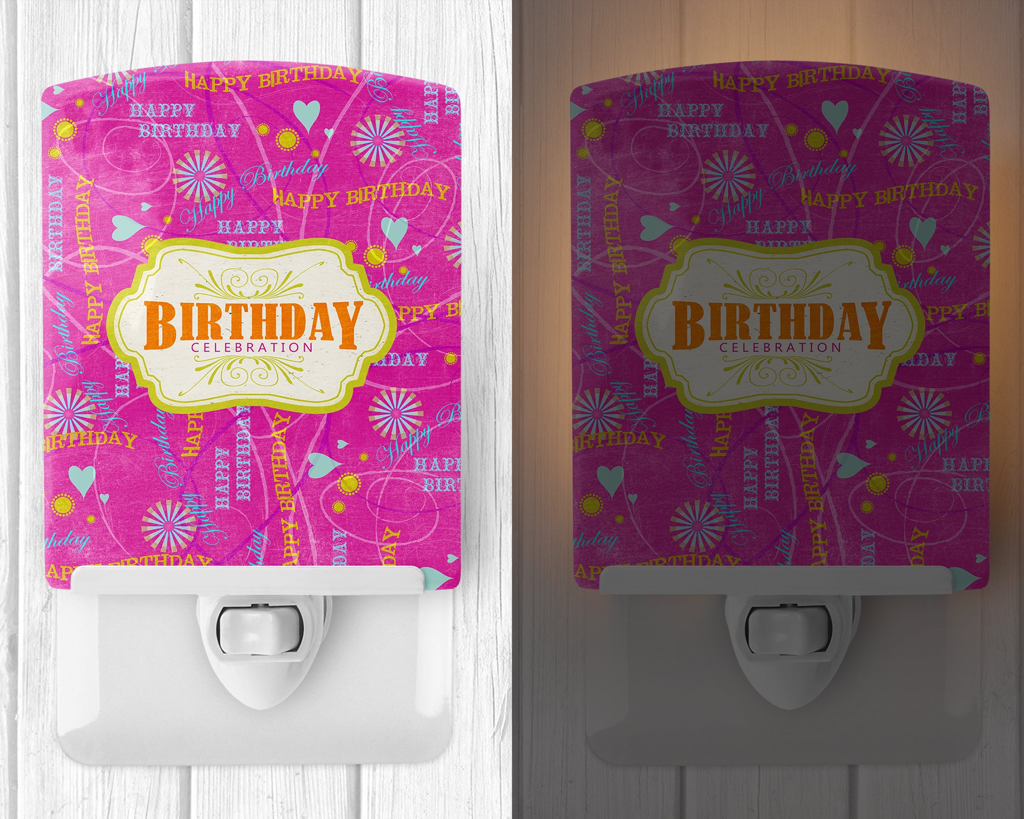 Happy Birthday Pink Ceramic Night Light SB3001CNL - the-store.com