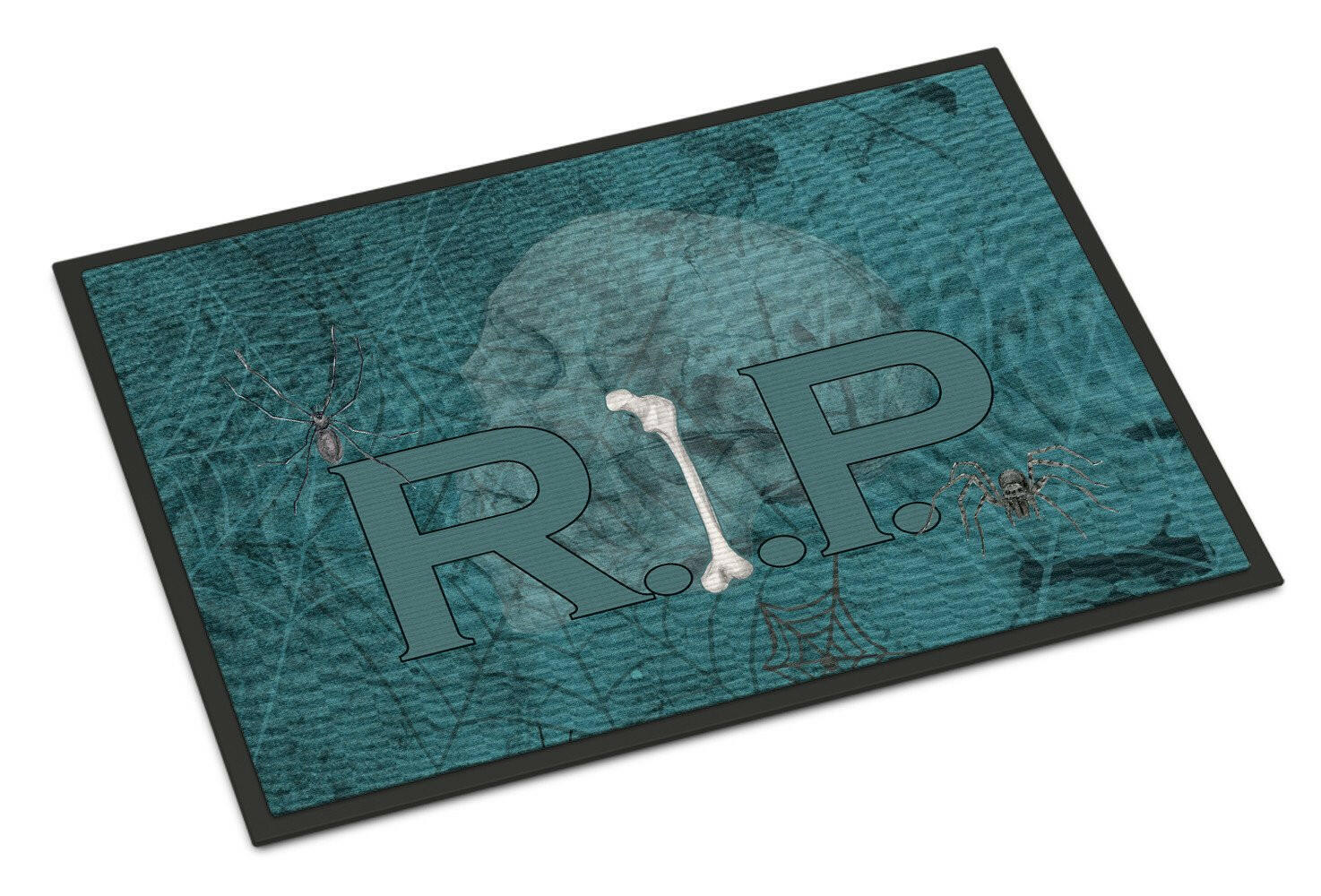 RIP Rest in Peace with spider web Halloween Indoor or Outdoor Mat 18x27 Doormat - the-store.com