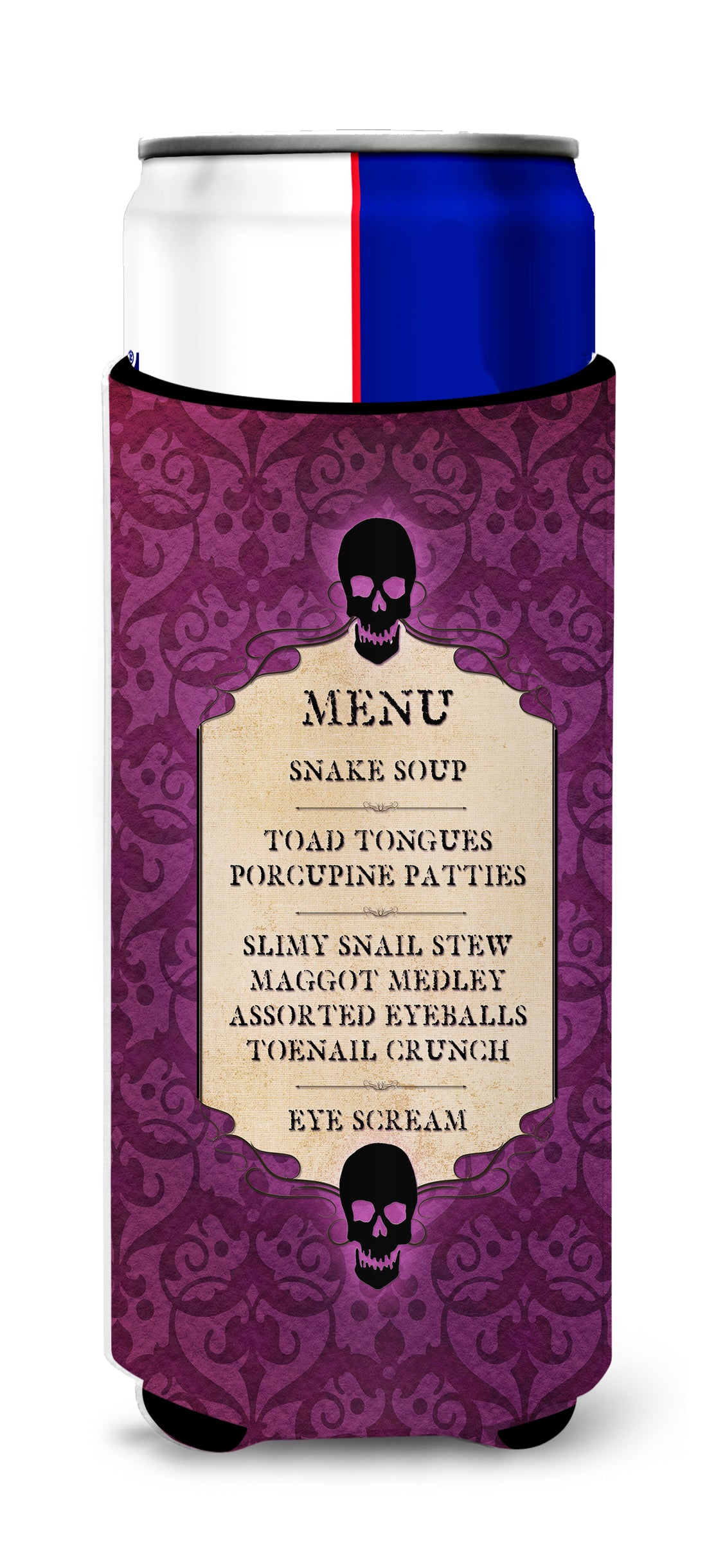 Goulish Menu including Eye Screen and Snake soup Halloween Ultra Beverage Insulators for slim cans SB3005MUK.