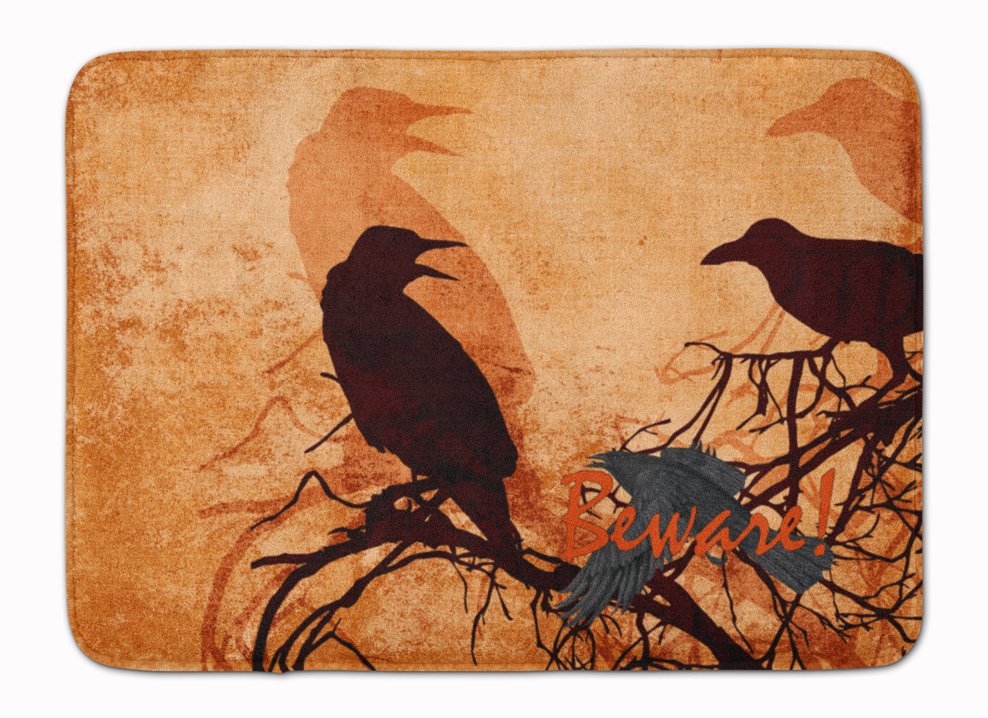 Beware of the Black Crows Halloween Machine Washable Memory Foam Mat SB3009RUG - the-store.com