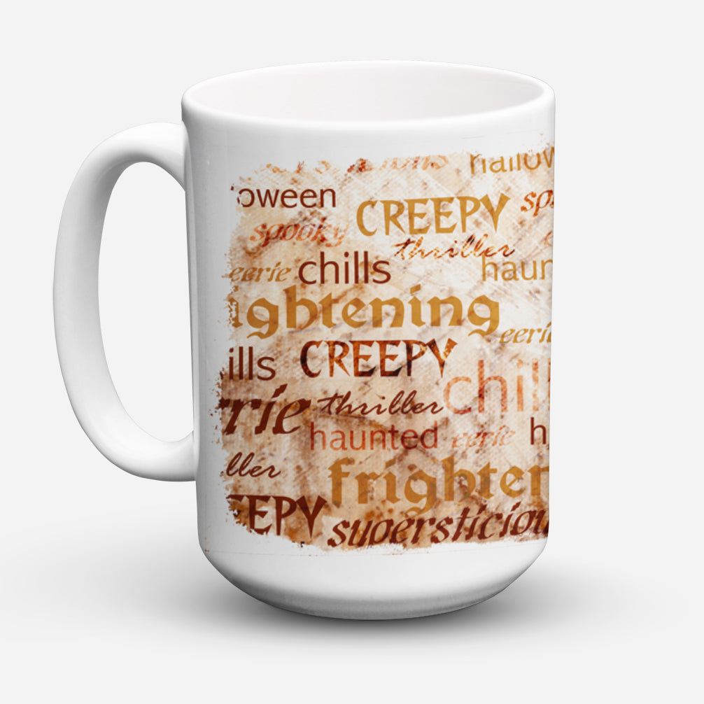 Creepy, Haunted and Frightful with skulls Halloween Dishwasher Safe Microwavable Ceramic Coffee Mug 15 ounce SB3012CM15  the-store.com.