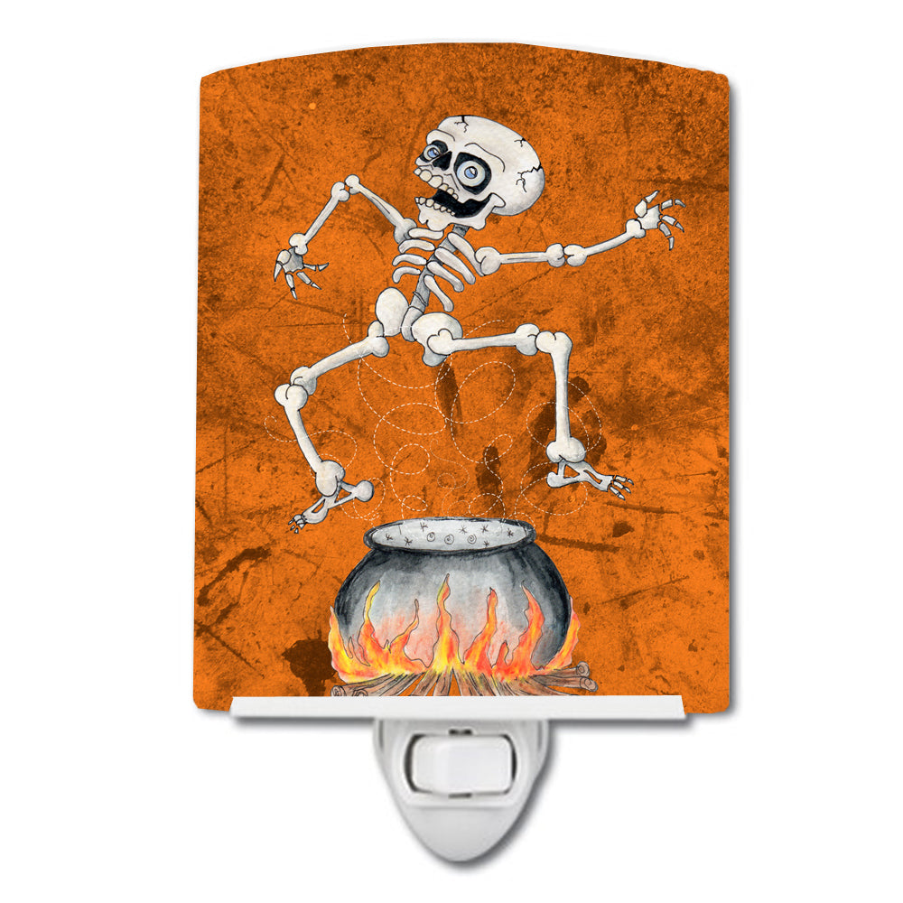 Skeleton jumping from Witches Caldron Halloween Ceramic Night Light SB3013CNL - the-store.com