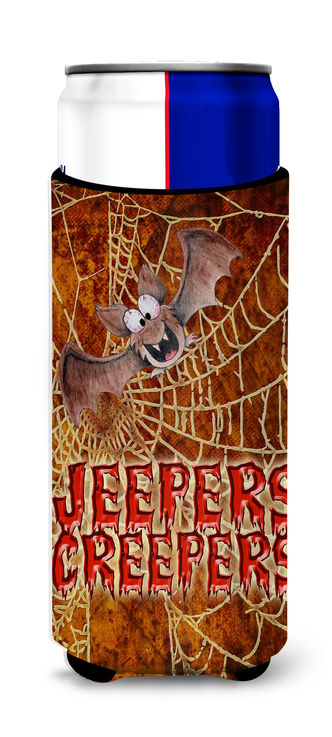 Jeepers Creepers with Bat and Spider web Halloween Ultra Beverage Insulators for slim cans SB3018MUK.