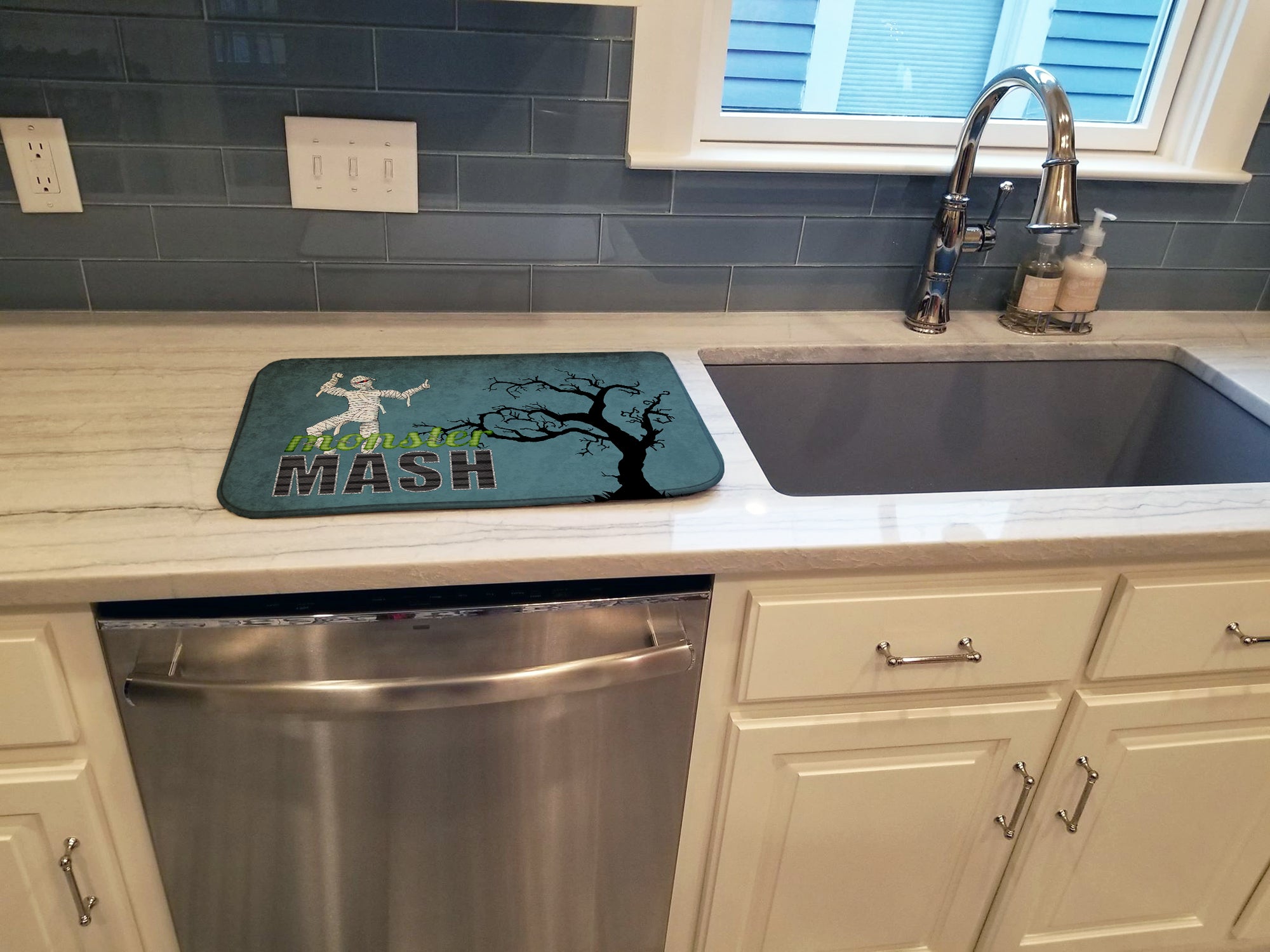 Monster Mash with Mummy Halloween Dish Drying Mat SB3019DDM  the-store.com.