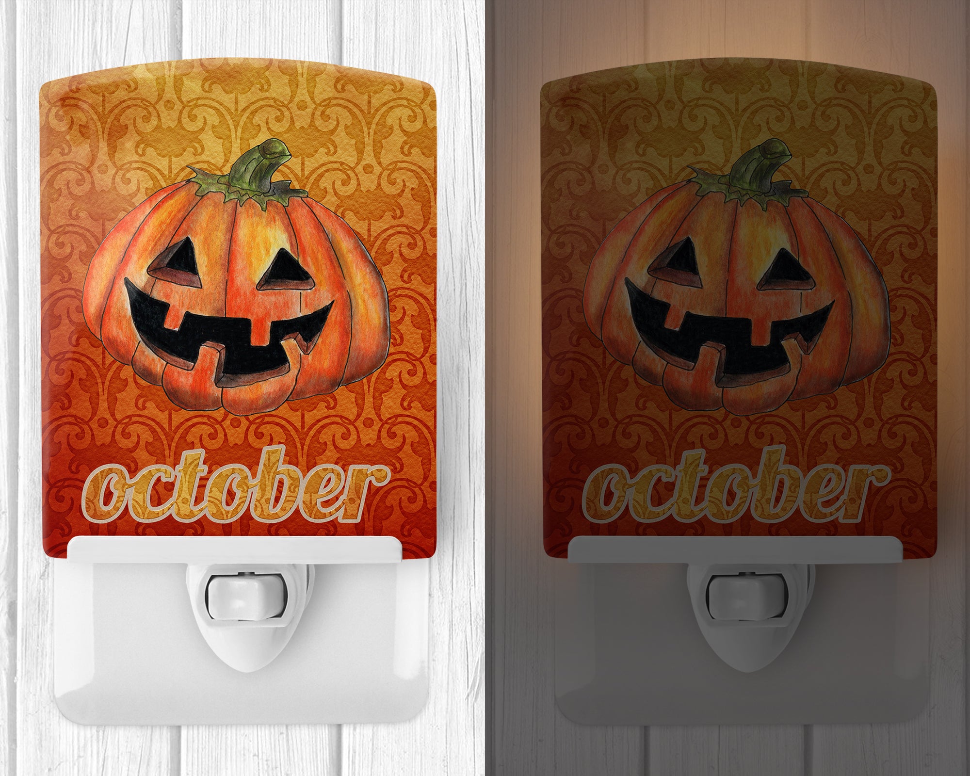 October Pumpkin Halloween Ceramic Night Light SB3020CNL - the-store.com