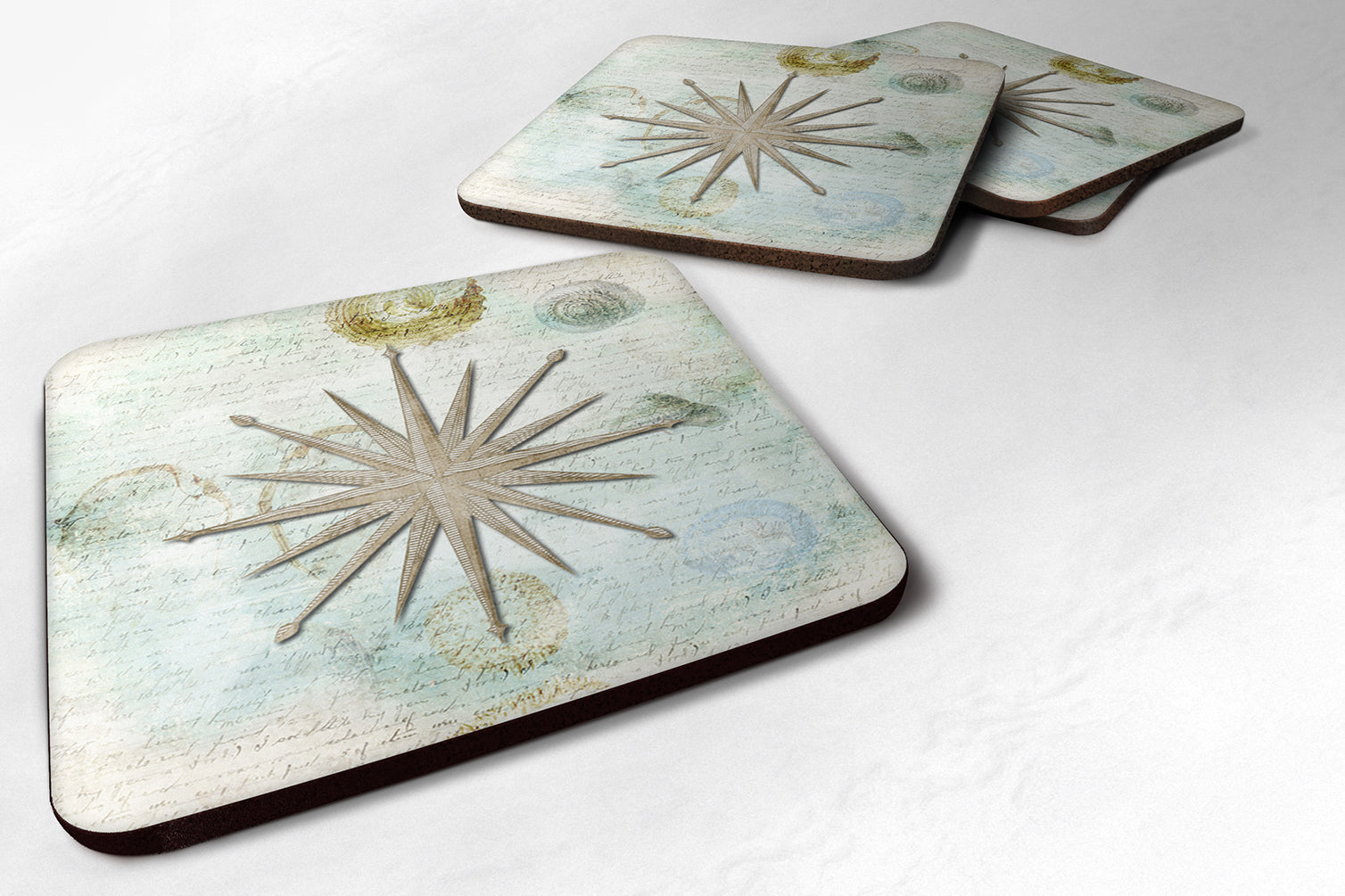 Set of 4 Shells Navagation Star Foam Coasters - the-store.com