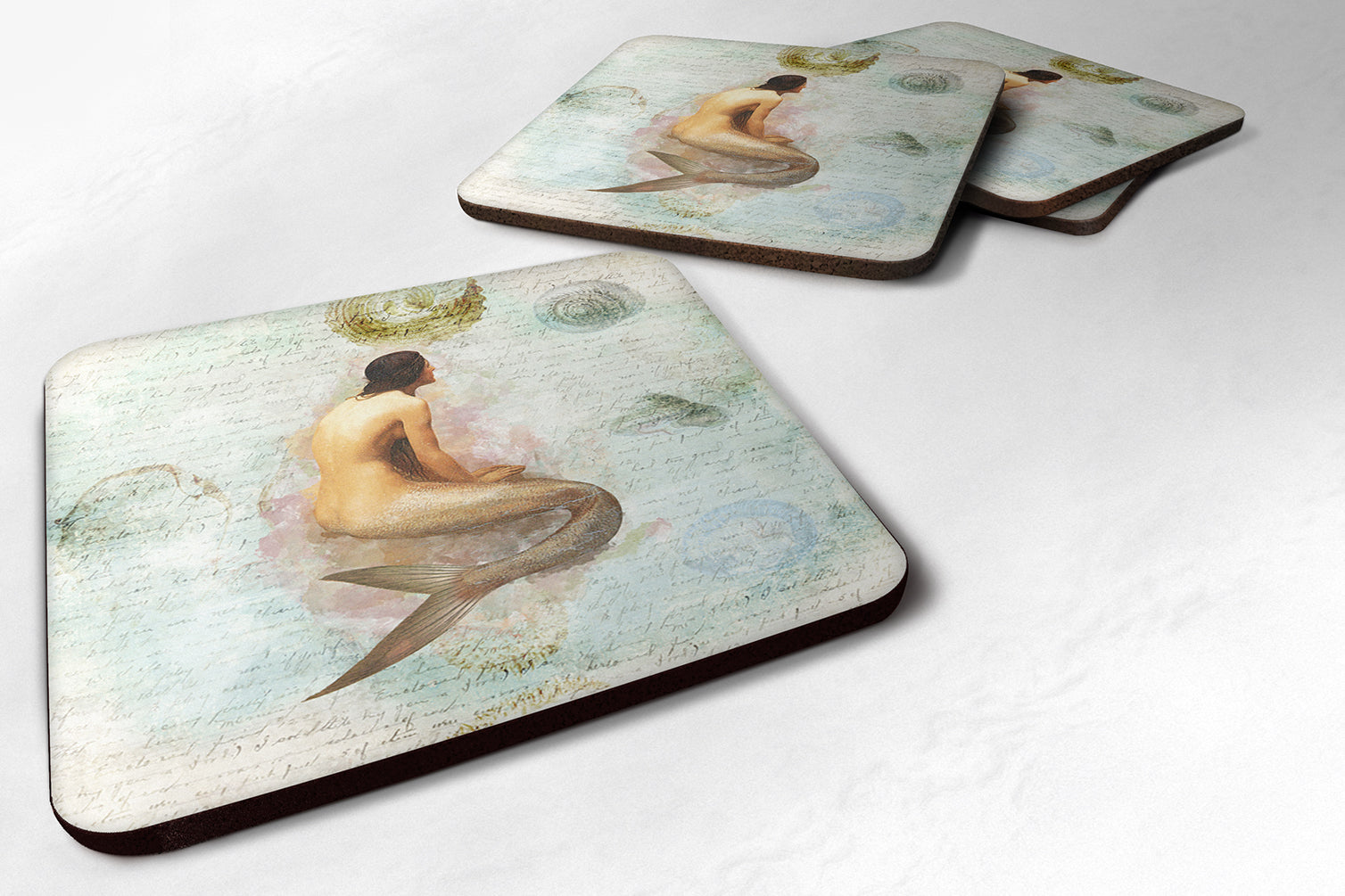 Set of 4 Mermaids and Mermen  Foam Coasters - the-store.com