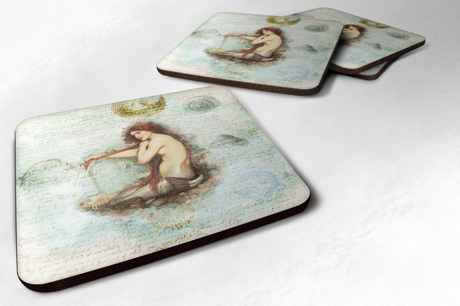 Set of 4 Mermaids and Mermen  Foam Coasters - the-store.com